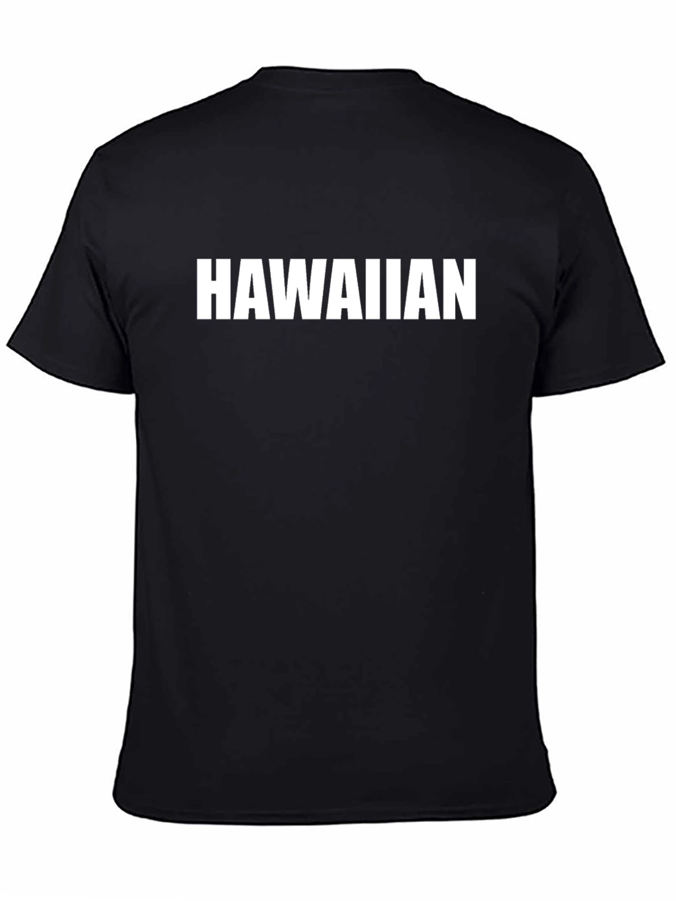 Hawaiian Text Print Black T-Shirt