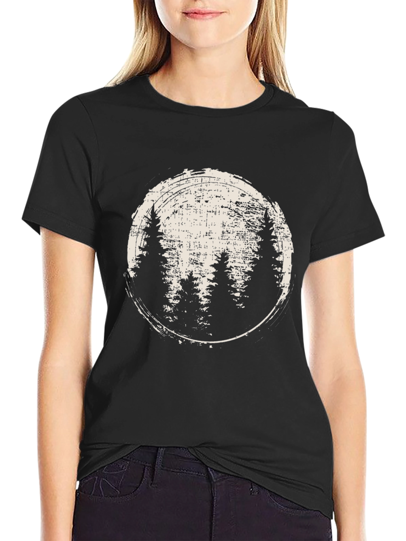 Nature Scene Graphic Tee - Black