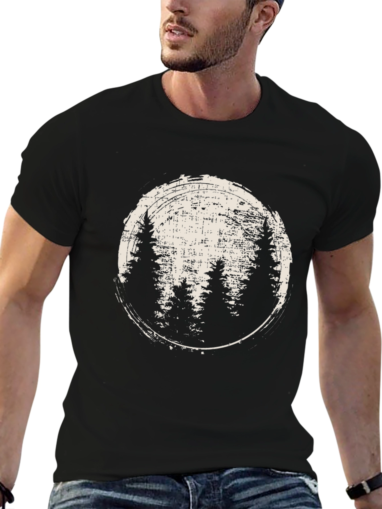 Nature Scene Graphic Tee - Black