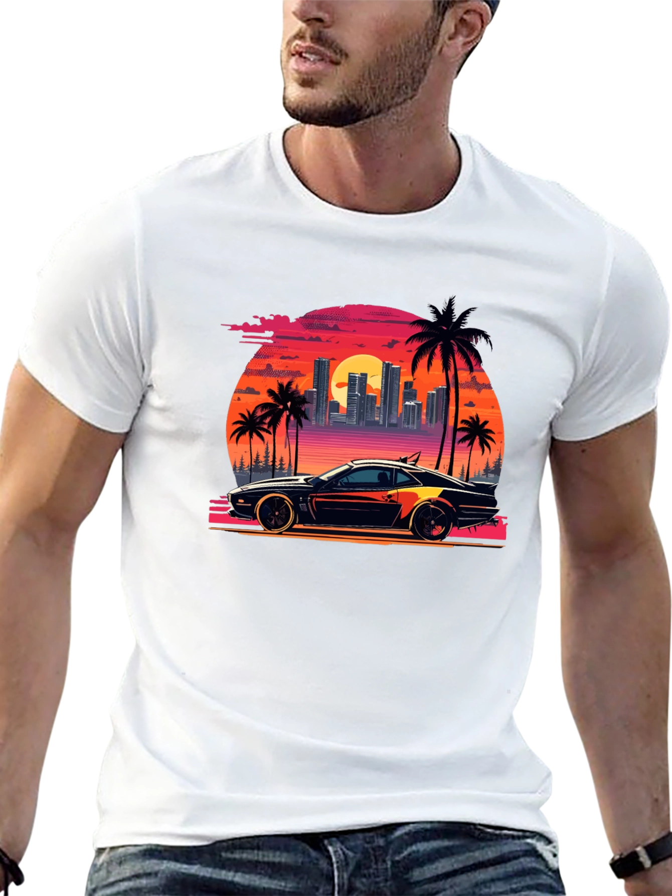 Retro Sunset Car T-Shirt