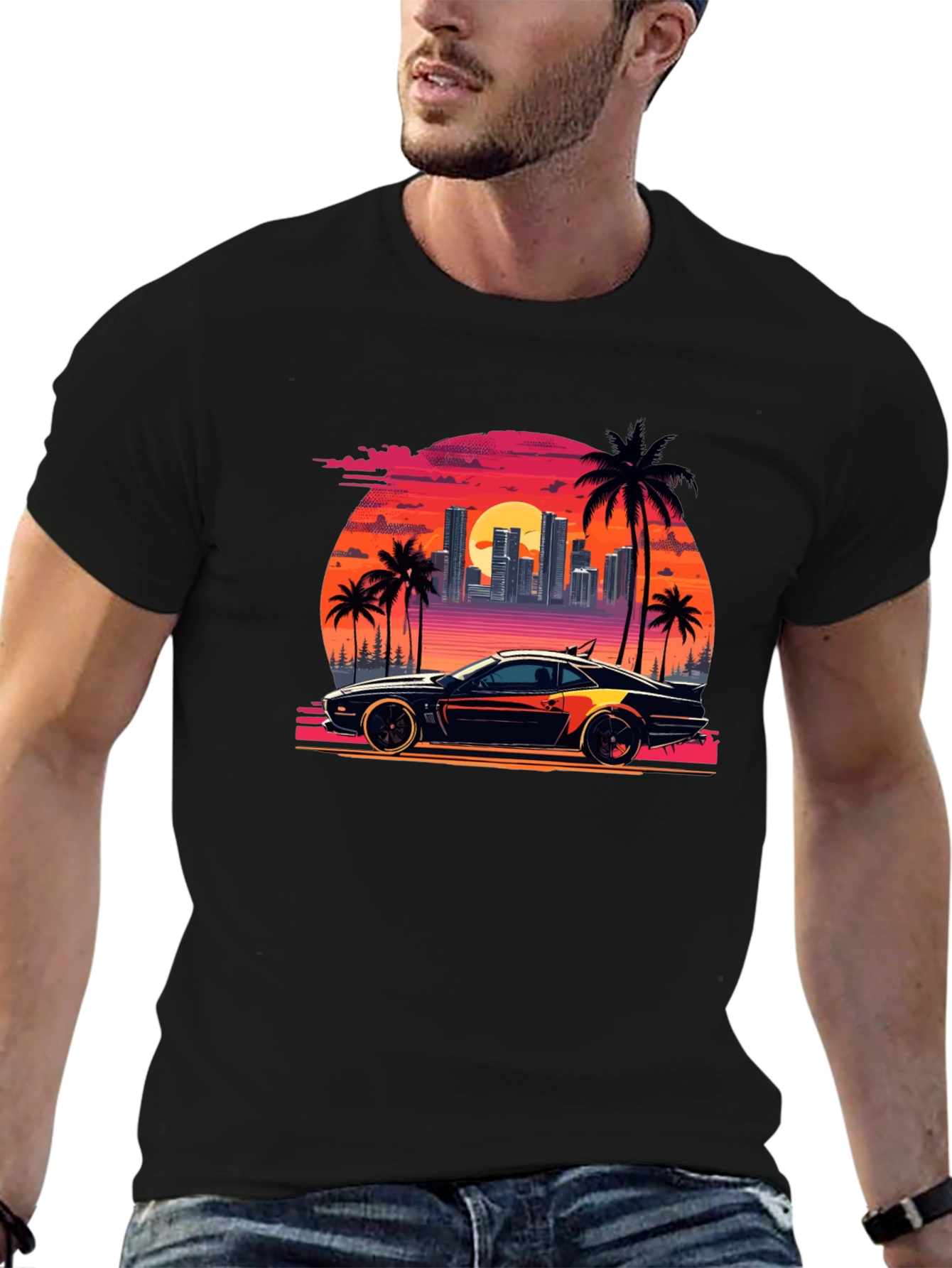 Retro Sunset Car T-Shirt