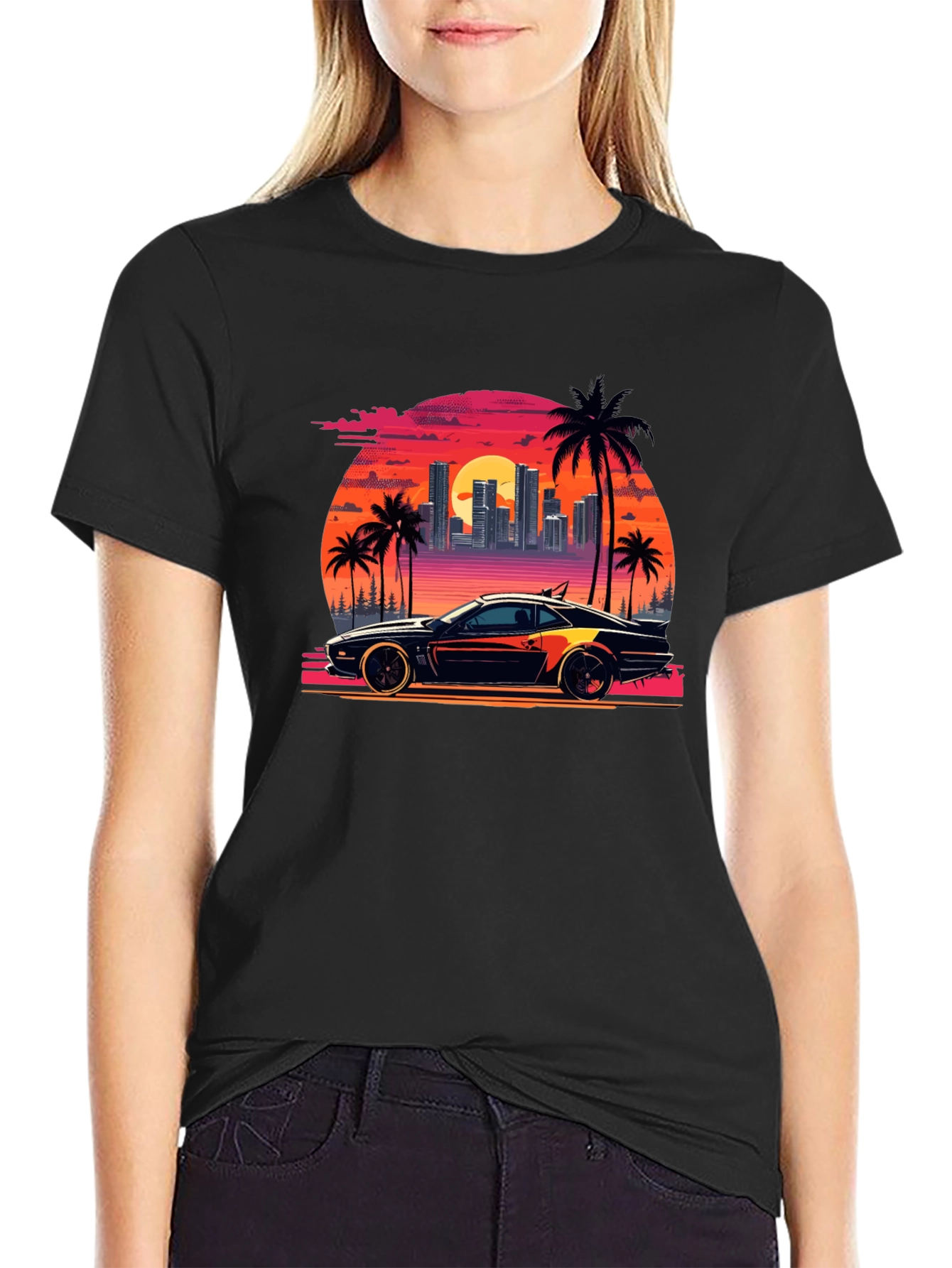 Retro Sunset Car T-Shirt