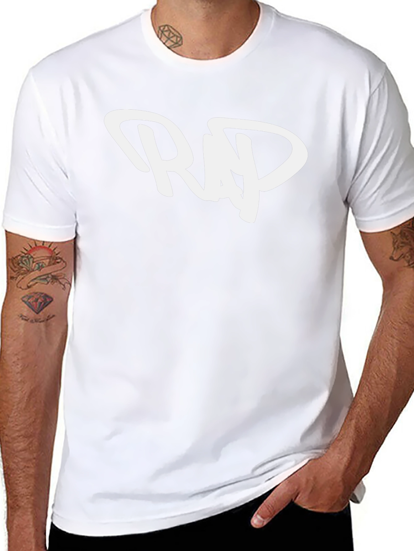 Mens Black T-Shirt with White RAP Design