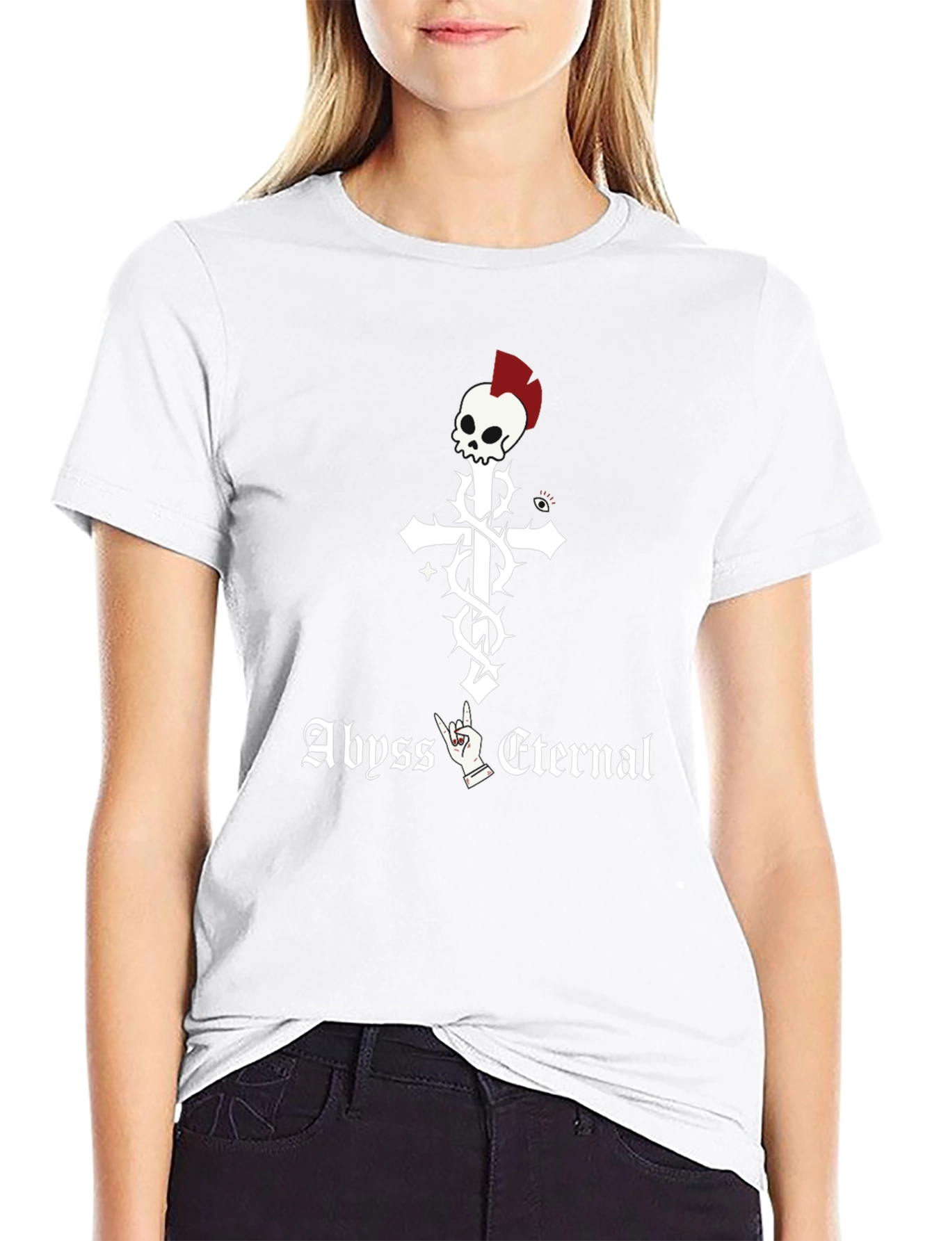 Abyss Eternal Skull Cross Graphic Black T-Shirt