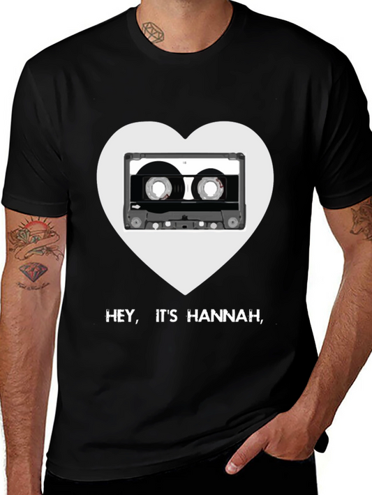 Hey Its Hannah Cassette Heart Black T-Shirt