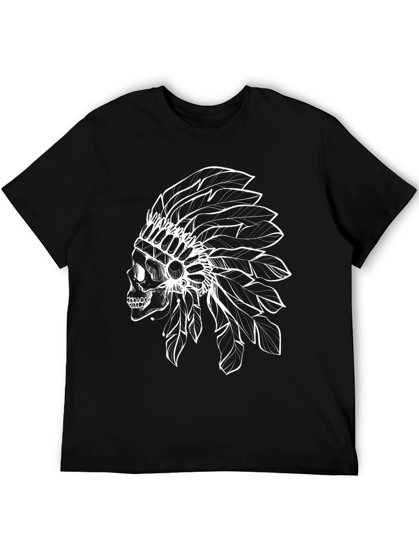 Black T-Shirt with Skull Headdress Design