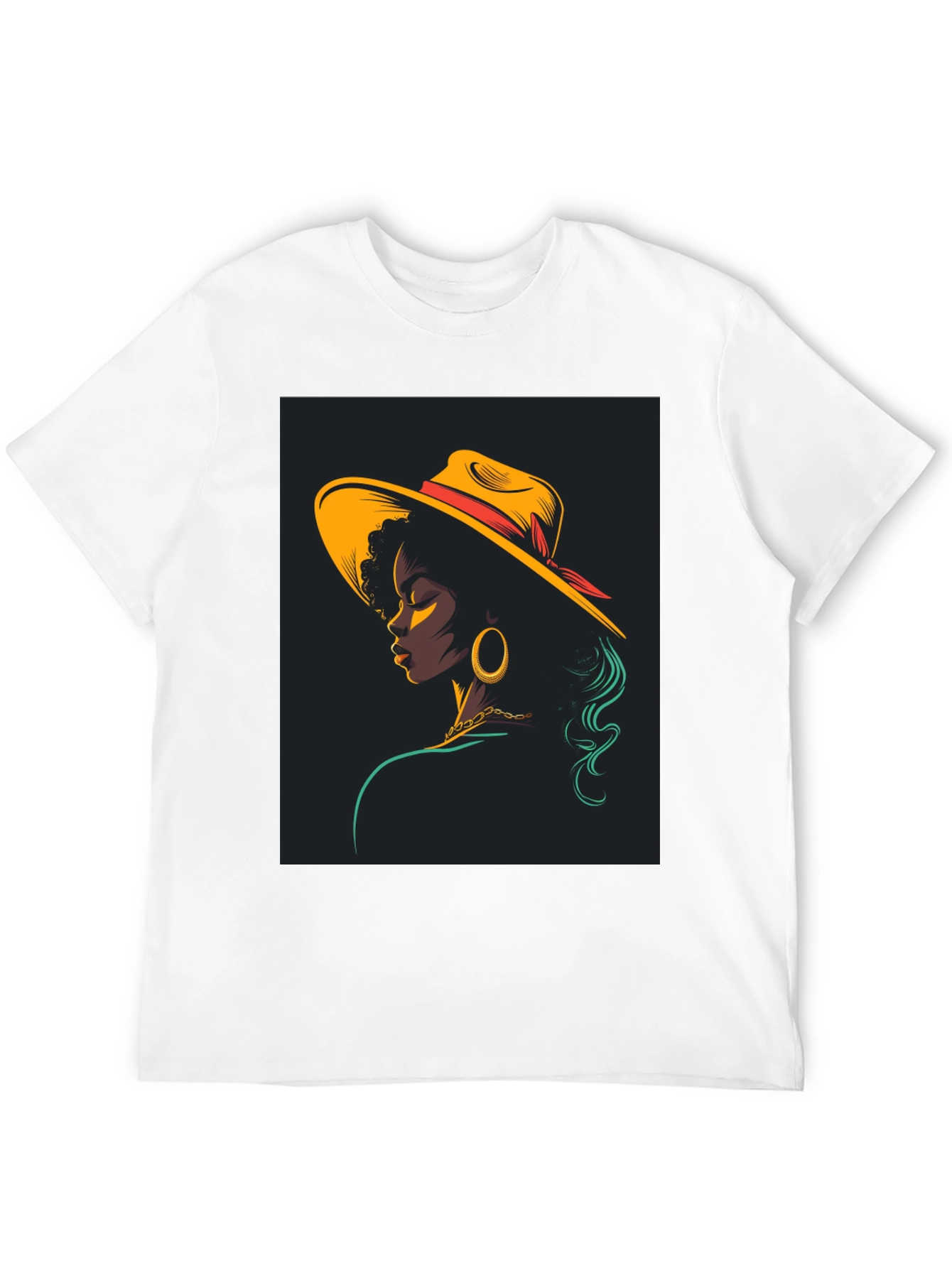 Stylish Black T-Shirt with Retro Woman Graphic