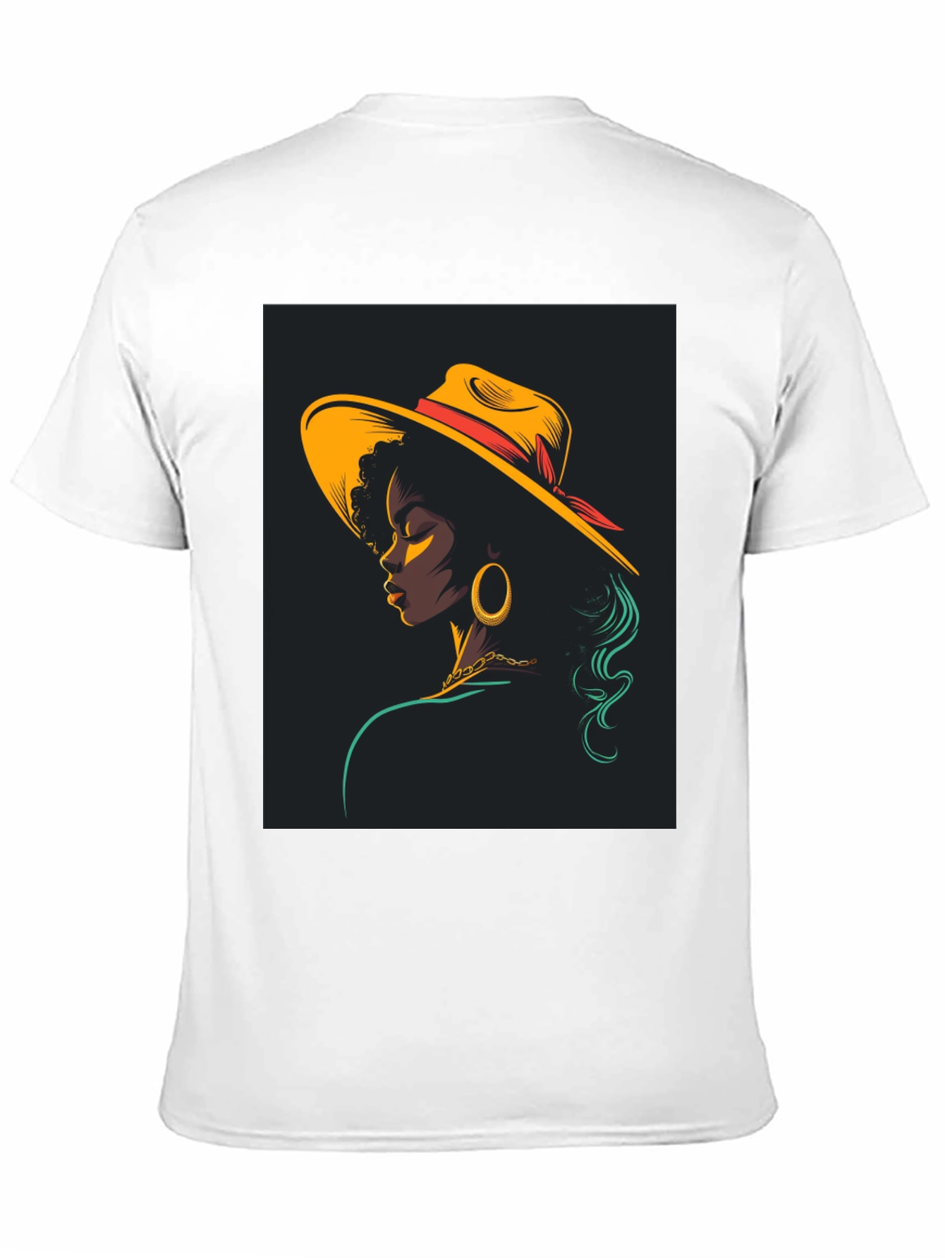 Stylish Black T-Shirt with Retro Woman Graphic