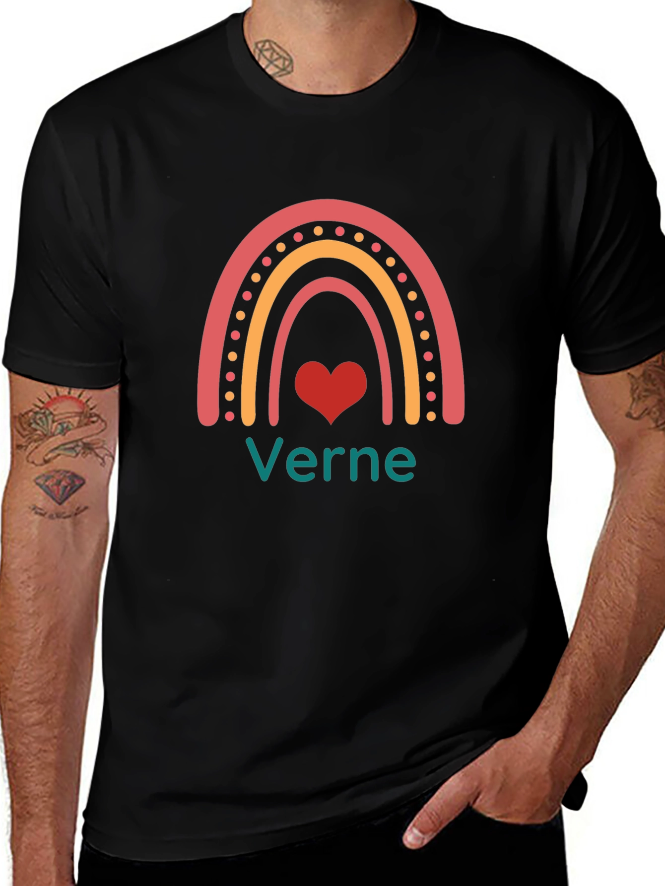Verne Rainbow Heart Graphic T-Shirt - Stylish & Unique