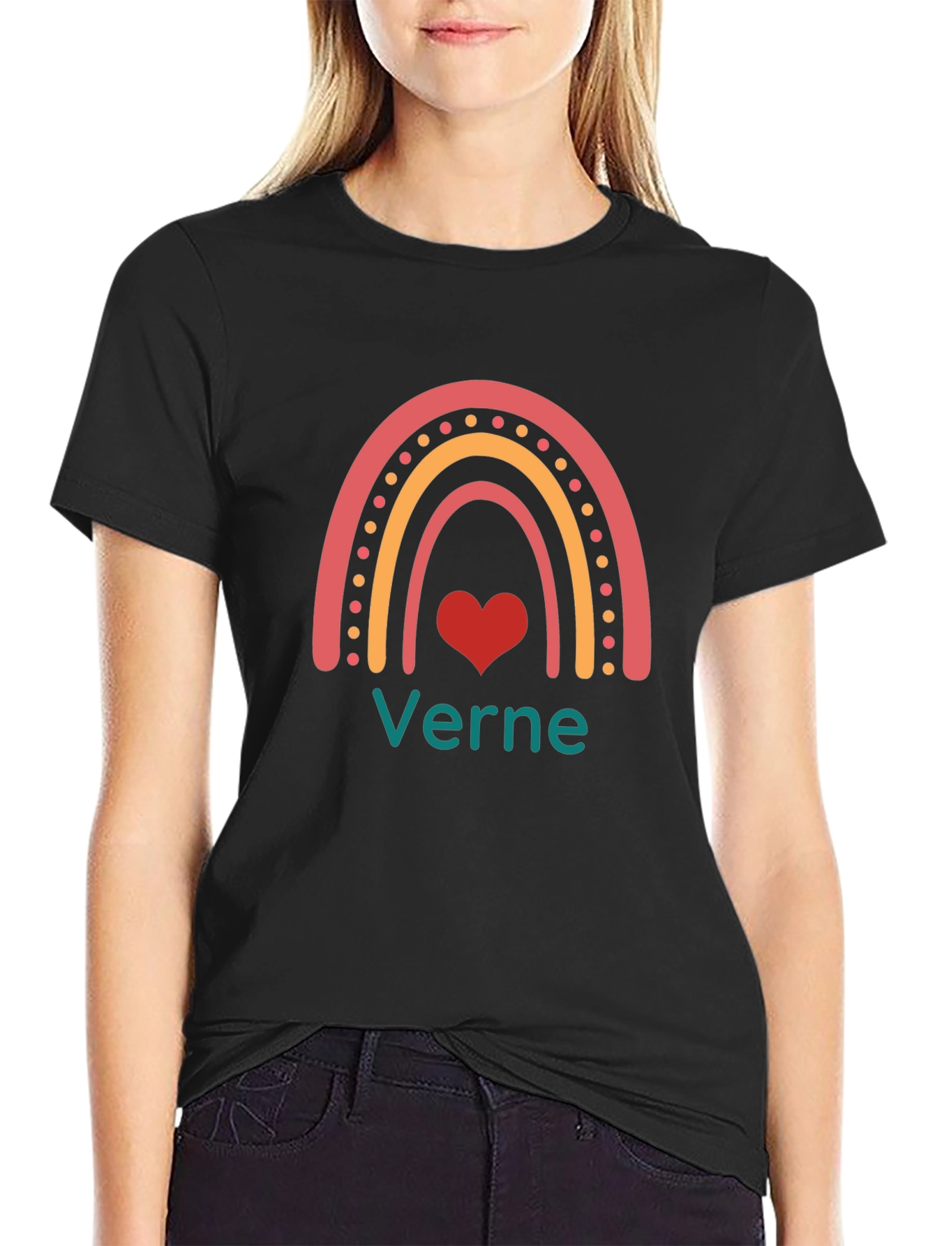 Verne Rainbow Heart Graphic T-Shirt - Stylish & Unique