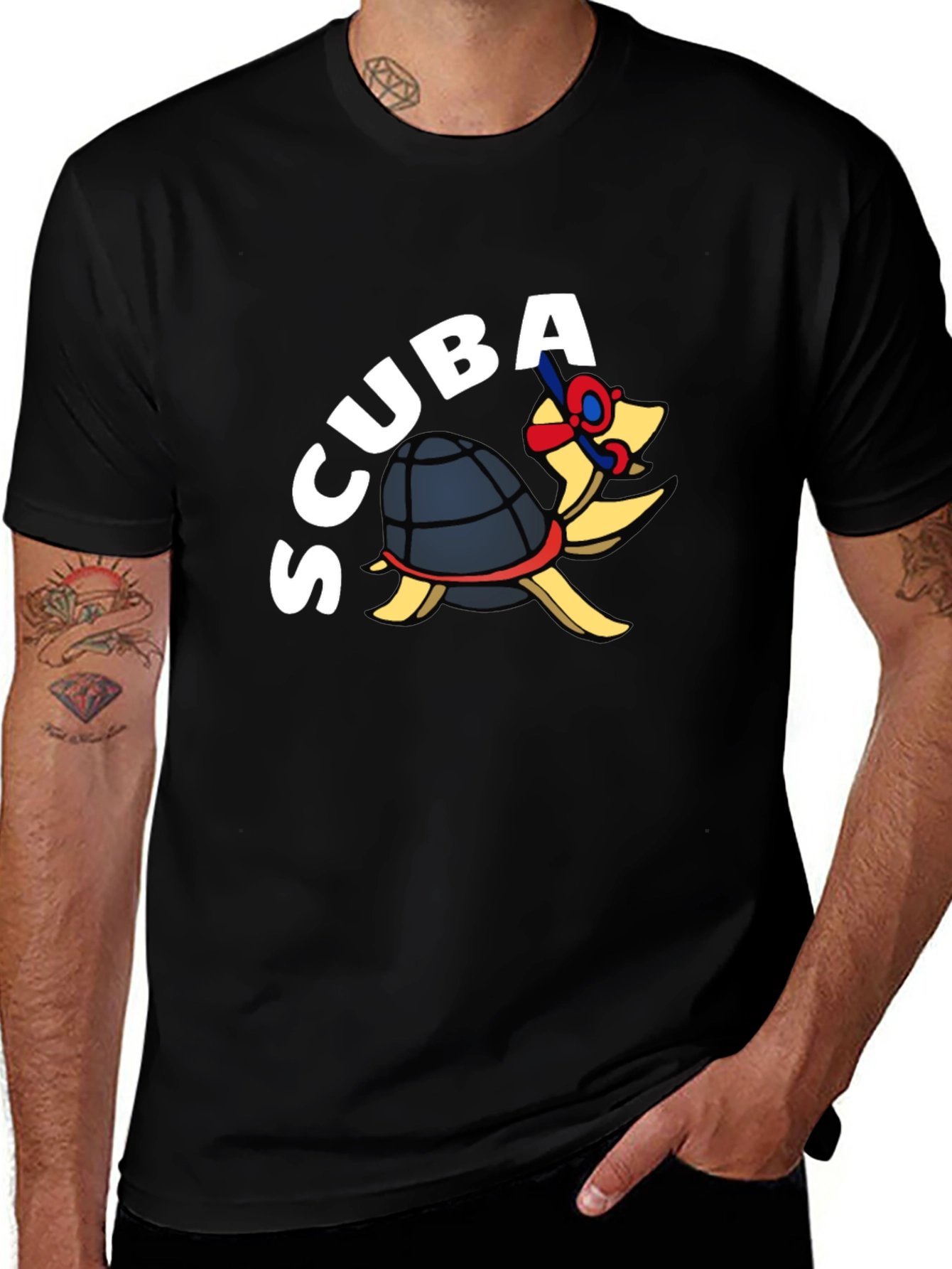 Scuba Turtle Black T-Shirt
