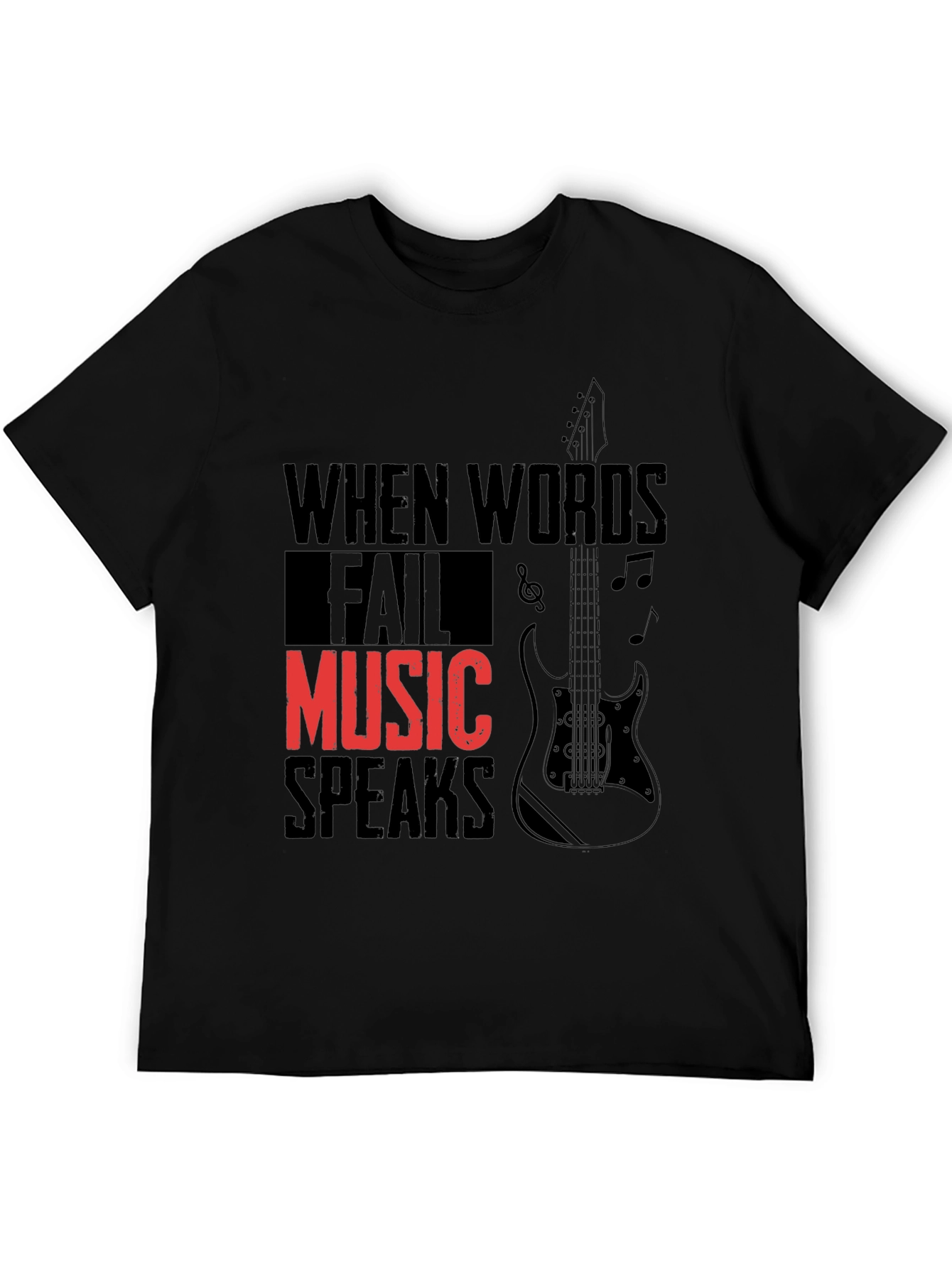 Music Speaks Graphic Tee - Black Cotton T-Shirt