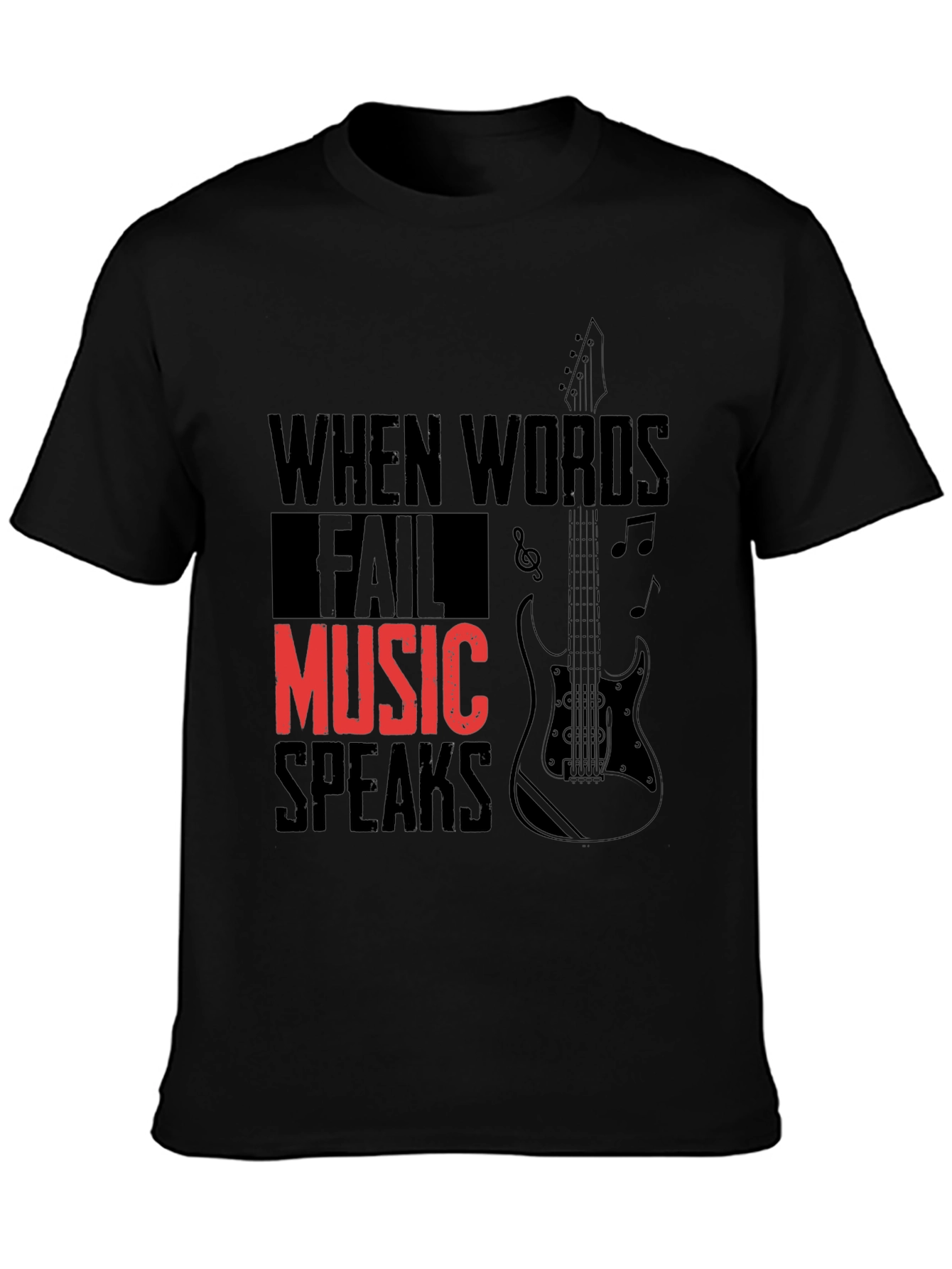Music Speaks Graphic Tee - Black Cotton T-Shirt
