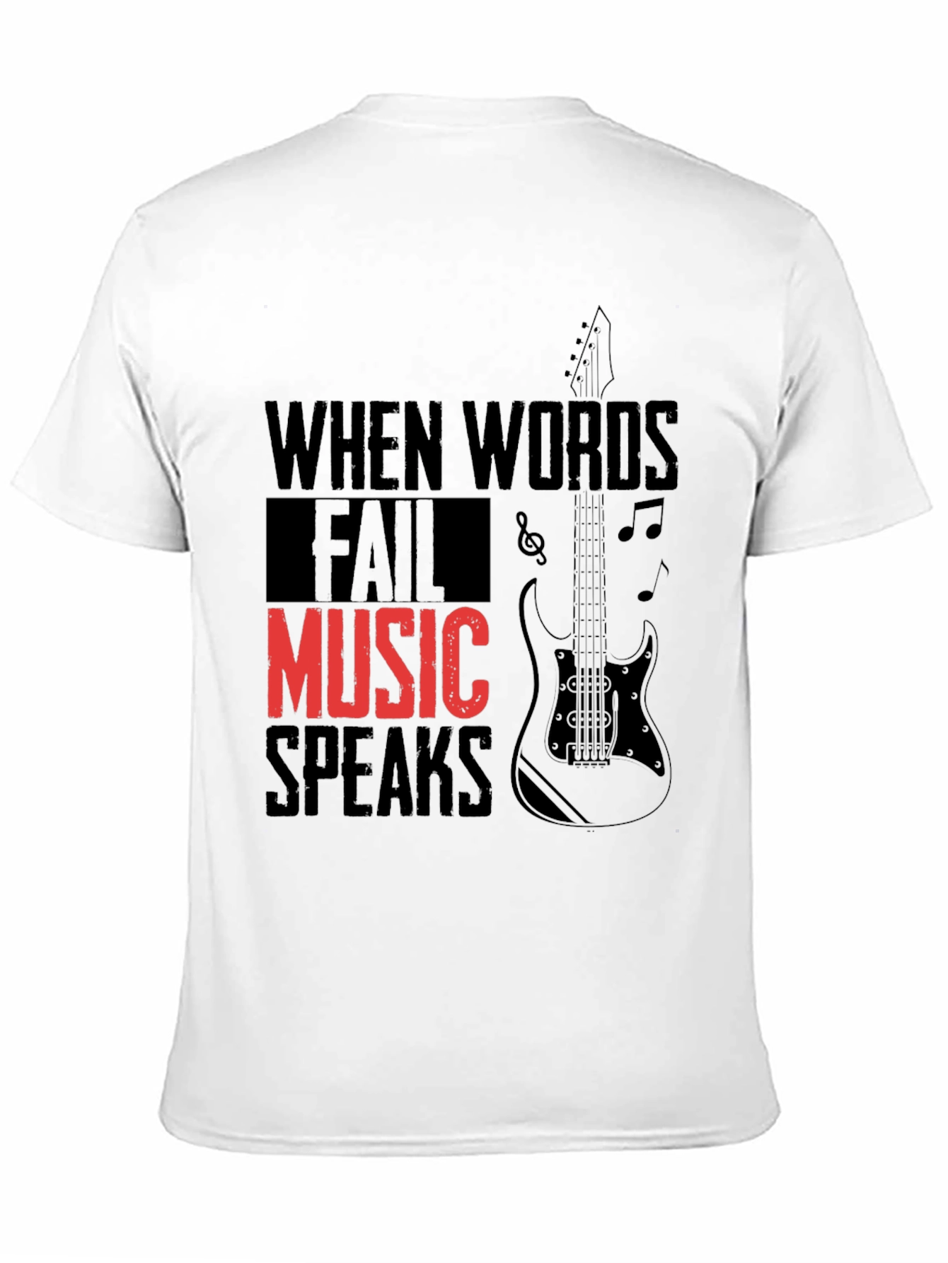 Music Speaks Graphic Tee - Black Cotton T-Shirt