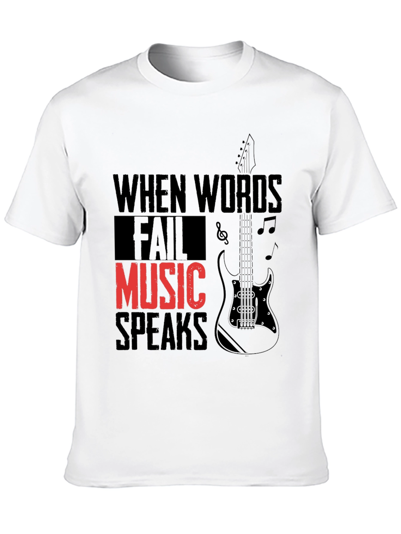 Music Speaks Graphic Tee - Black Cotton T-Shirt