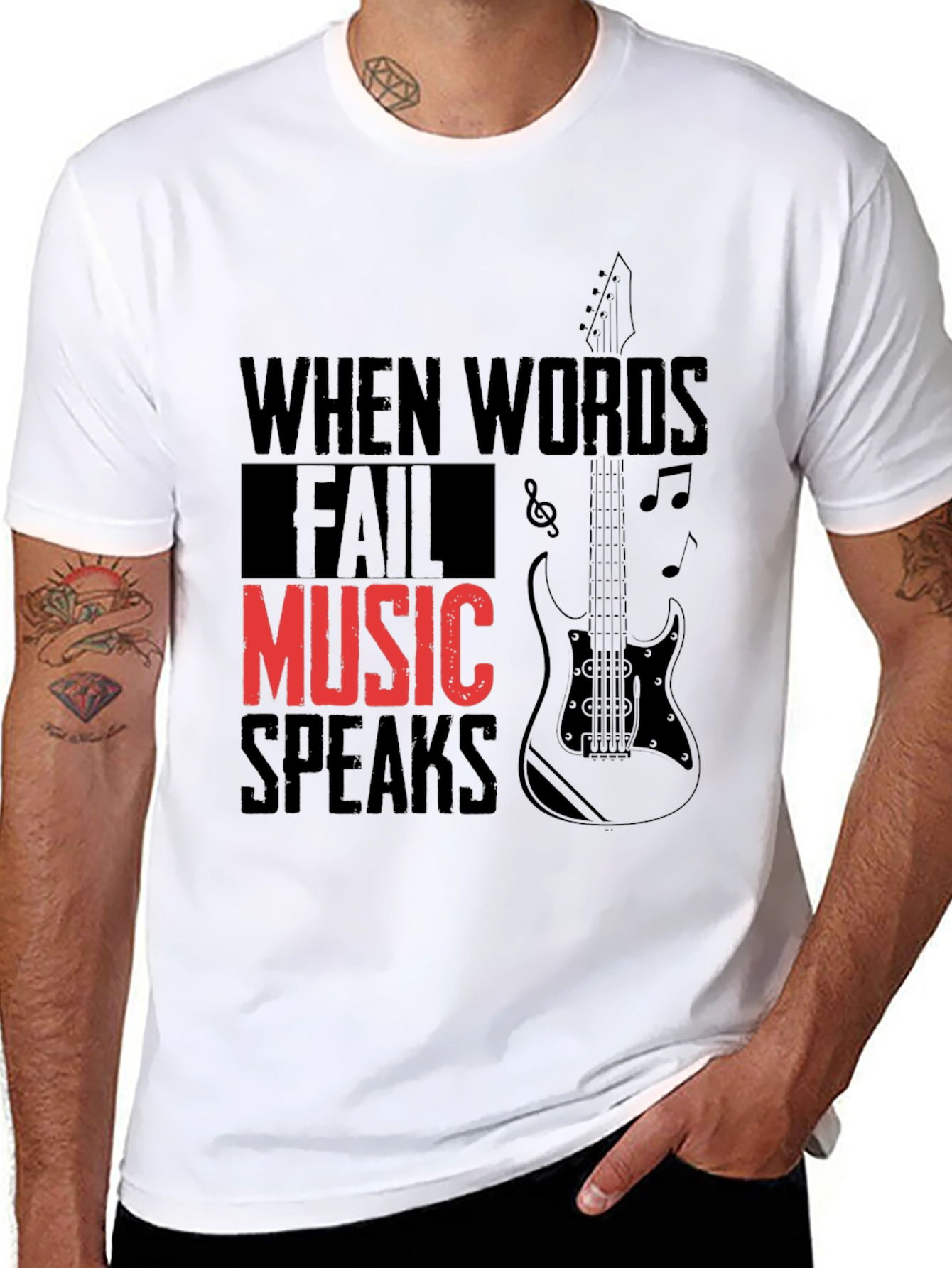 Music Speaks Graphic Tee - Black Cotton T-Shirt
