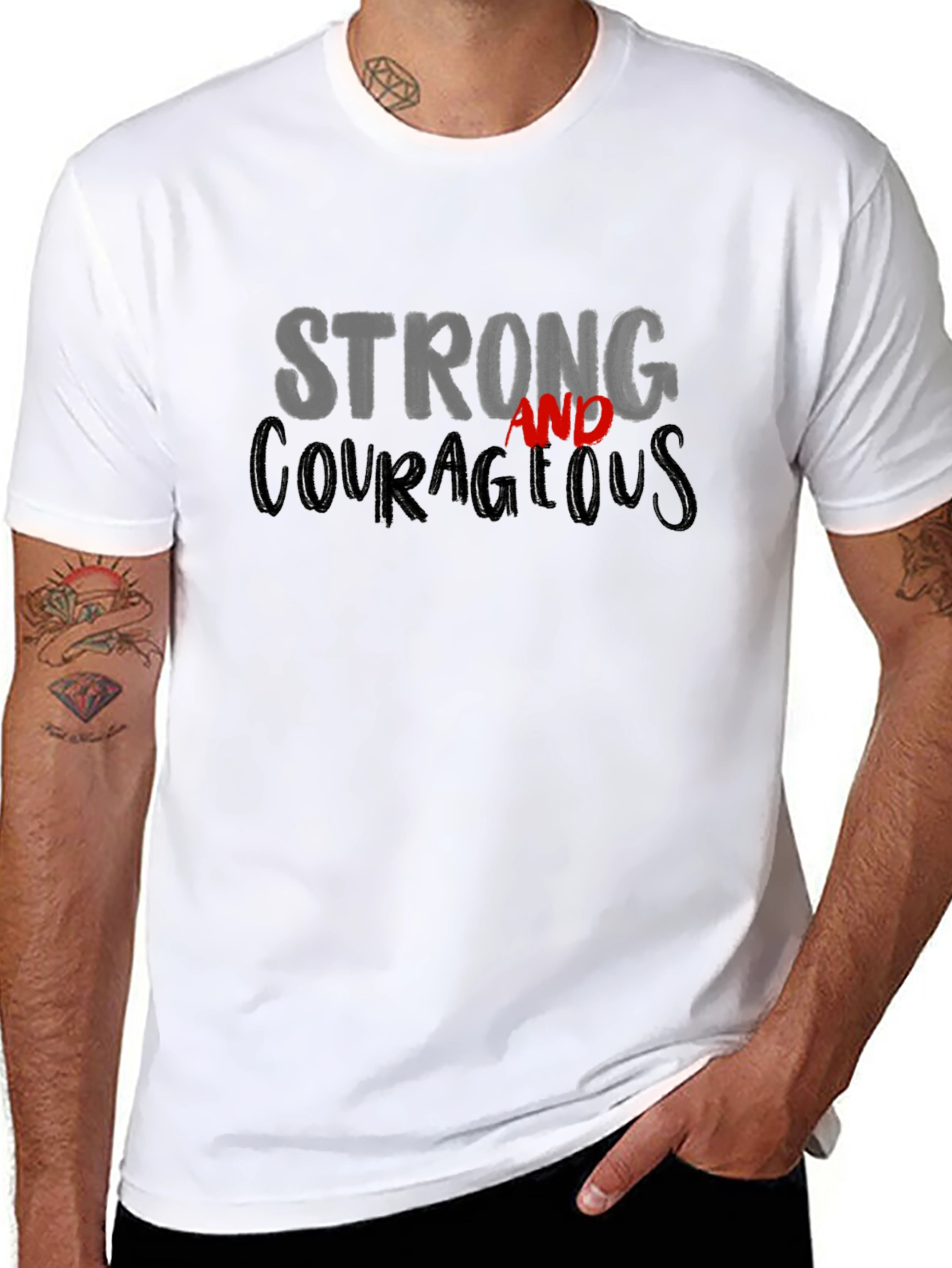 Strong and Courageous Graphic T-Shirt - Unisex Black Tee
