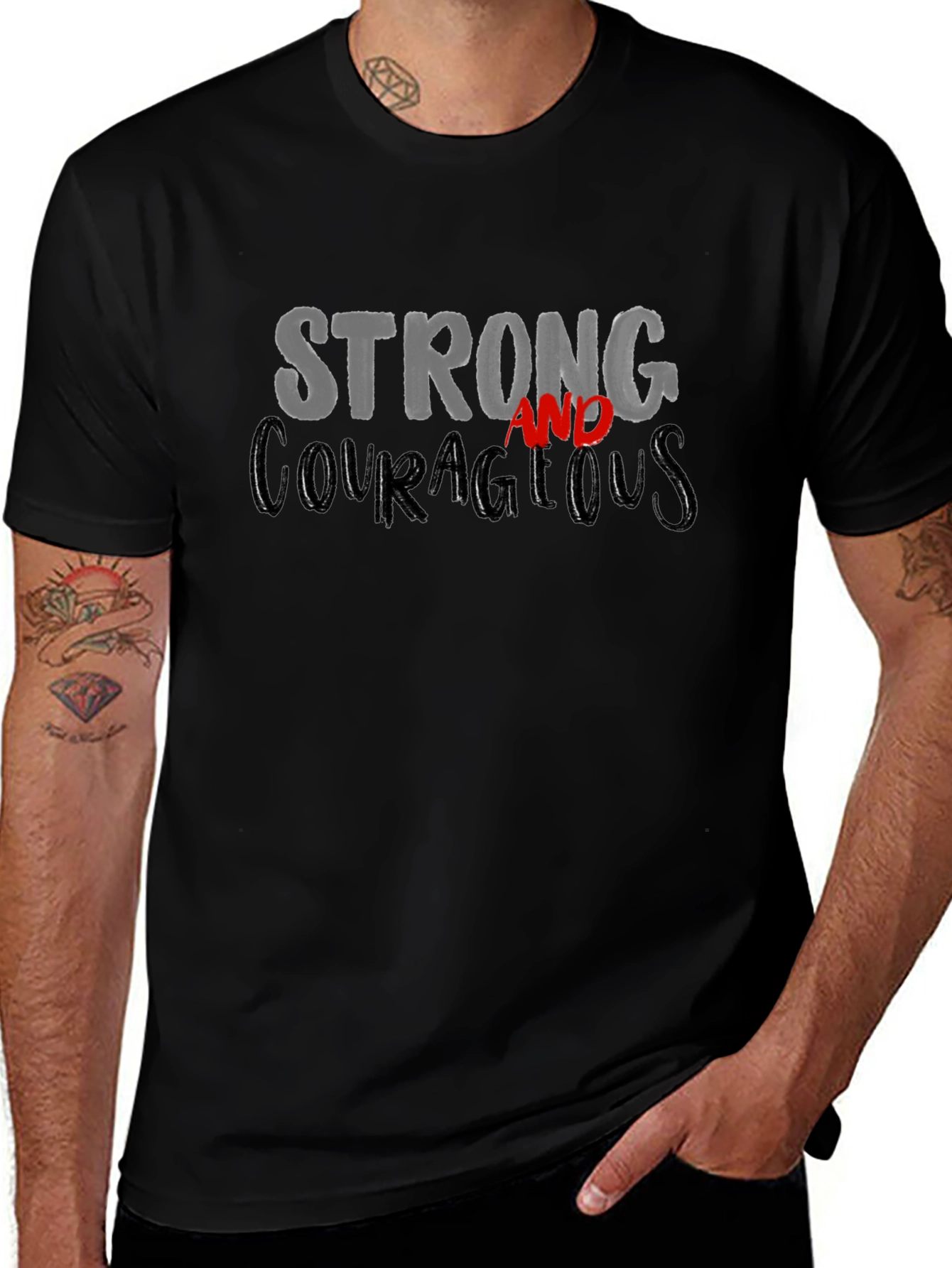 Strong and Courageous Graphic T-Shirt - Unisex Black Tee