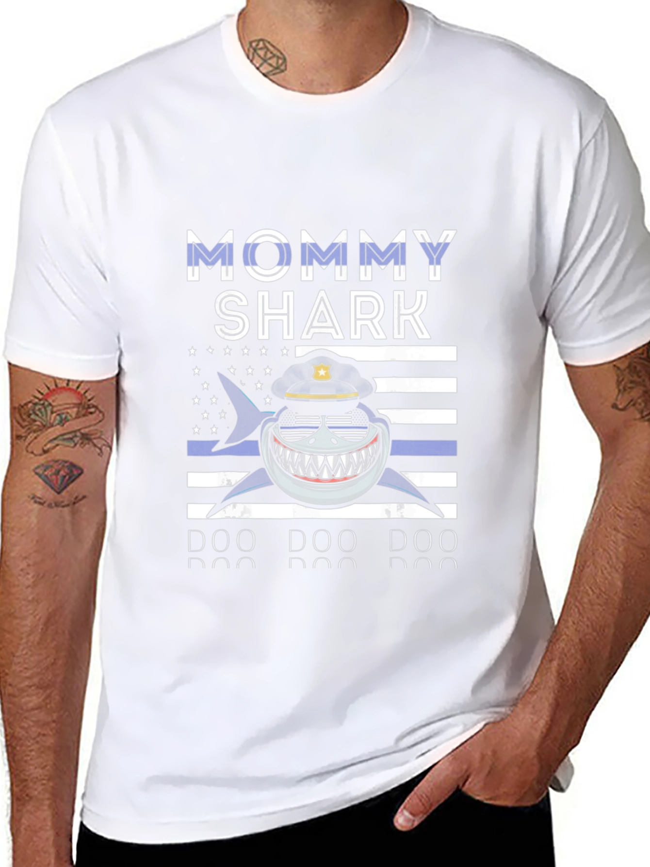 Mommy Shark Thin Blue Line Graphic Tee