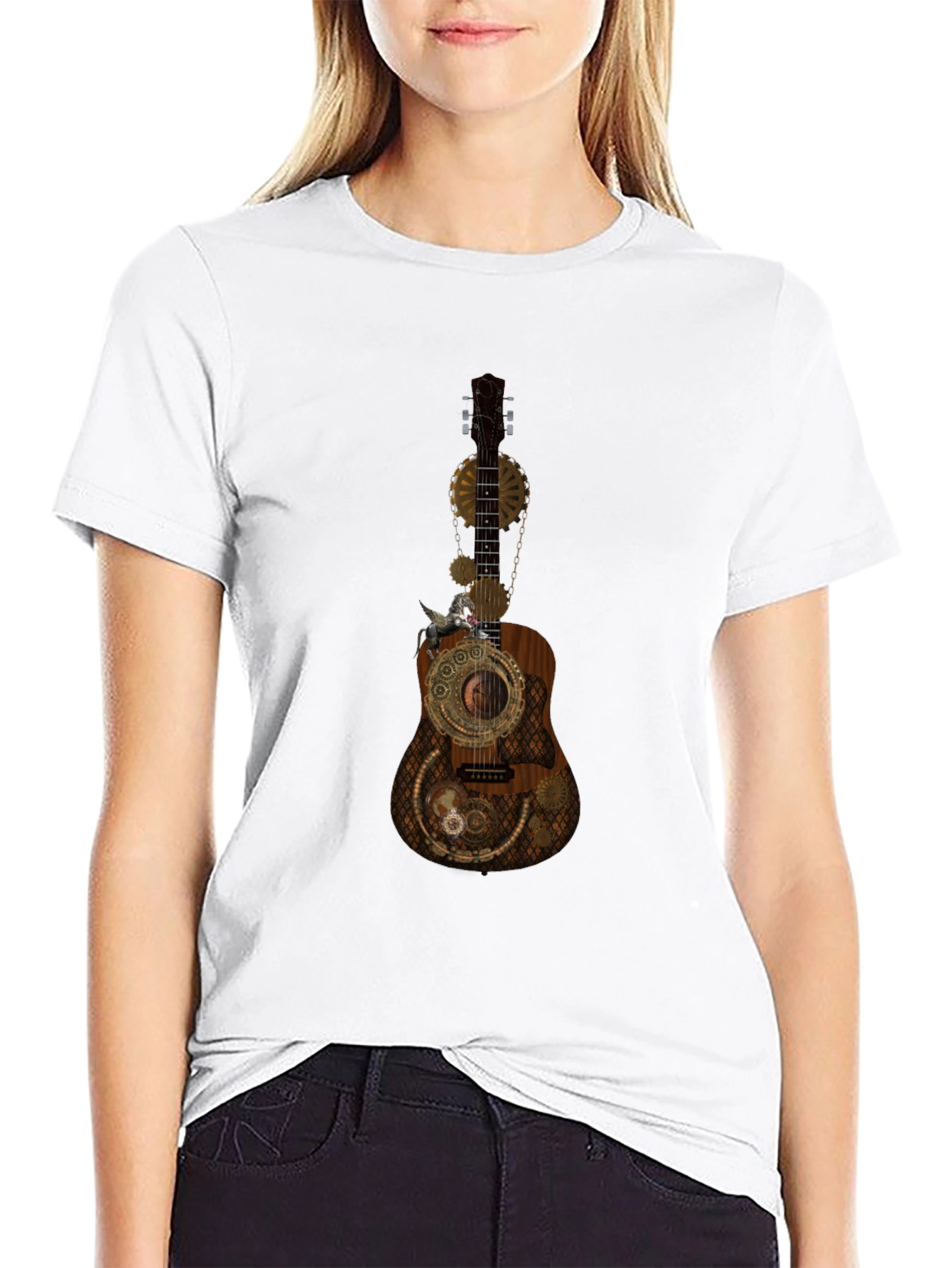Steampunk Guitar Graphic Tee - Unique Design