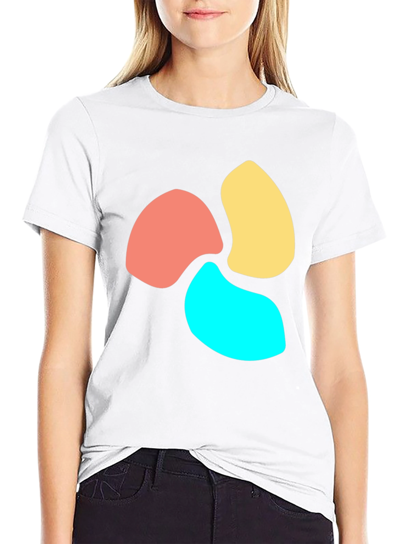 Abstract Petal Design Black T-Shirt