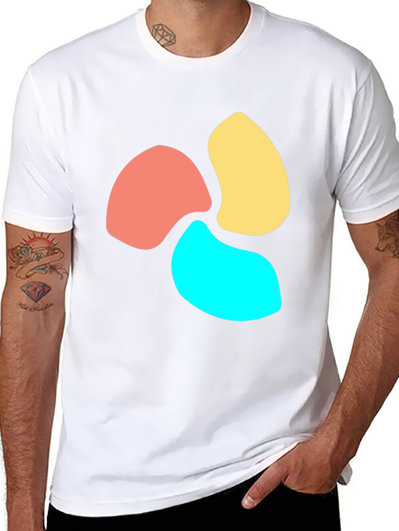 Abstract Petal Design Black T-Shirt