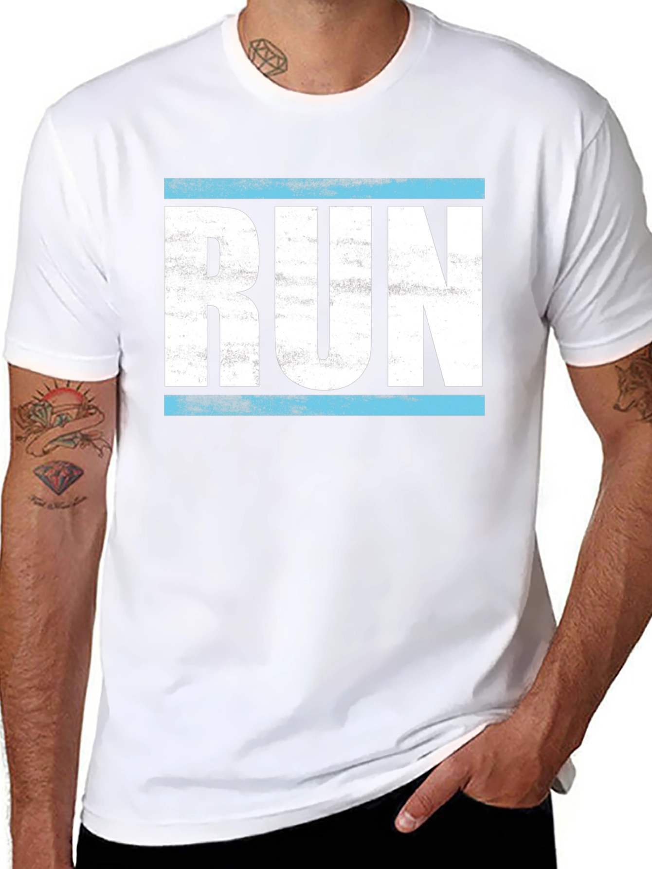 Retro RUN Graphic Tee - Black
