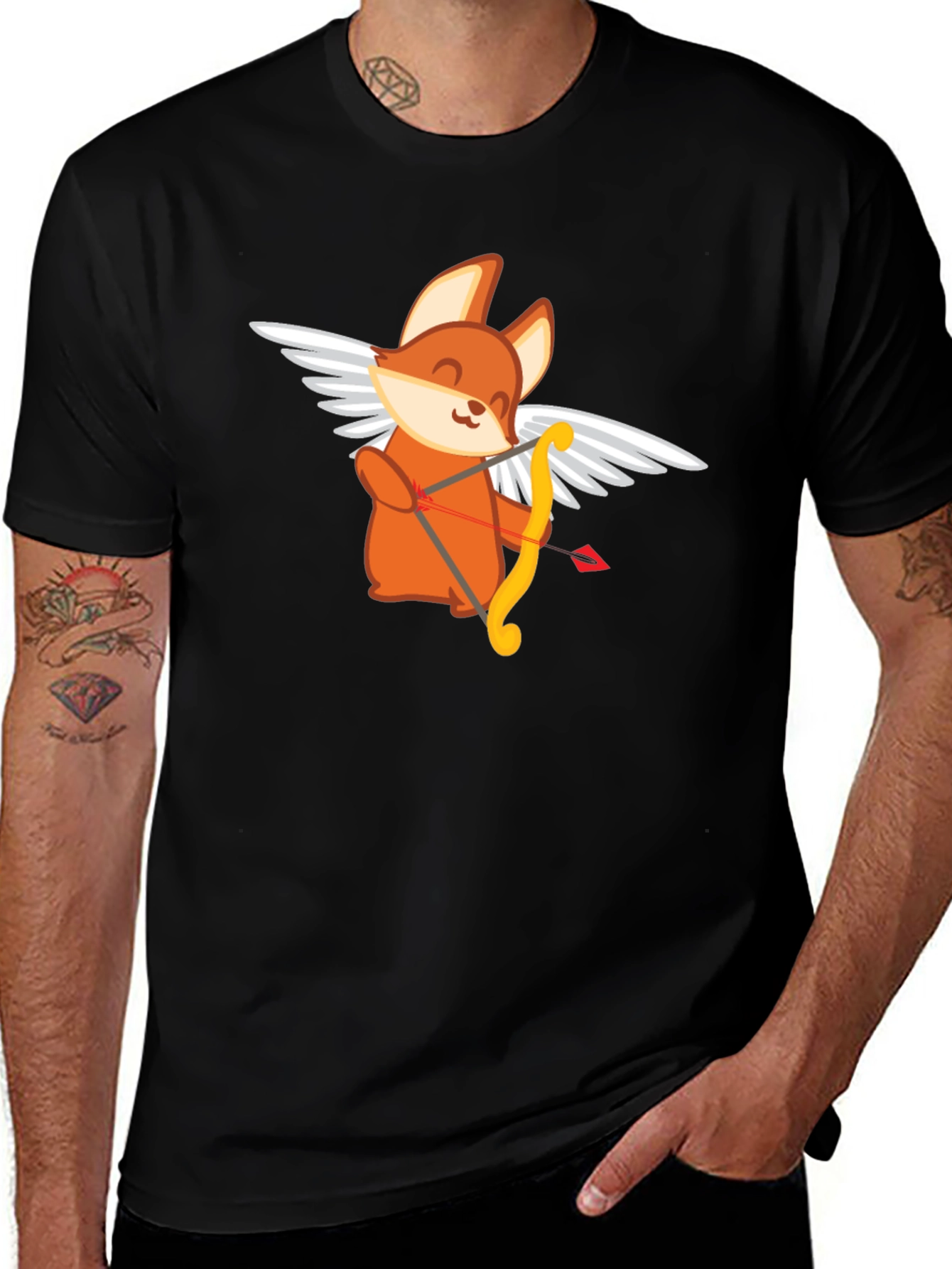 Cupid Fox Graphic Tee - Love Arrow Shirt