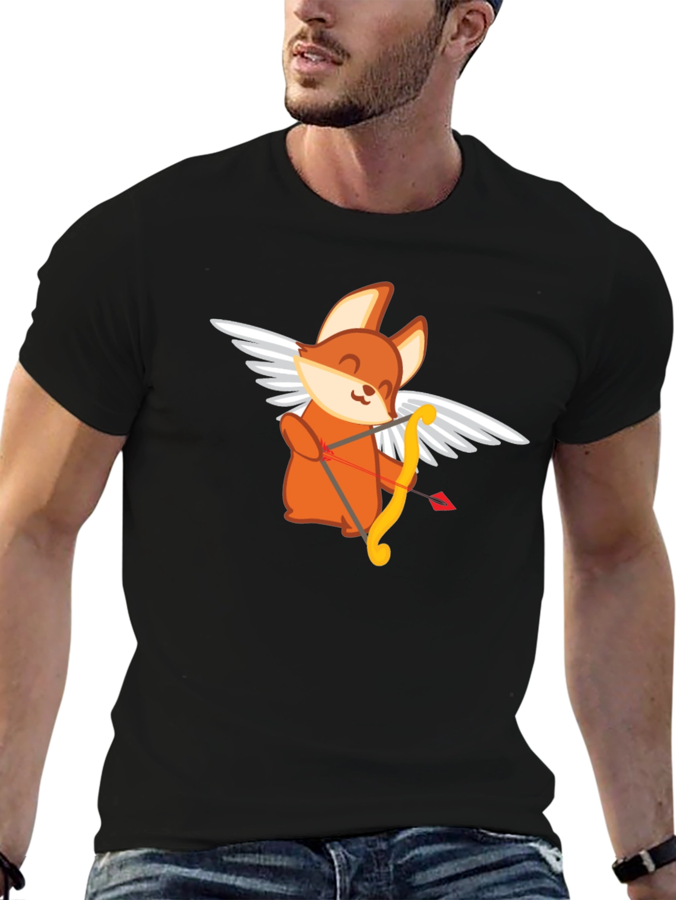 Cupid Fox Graphic Tee - Love Arrow Shirt