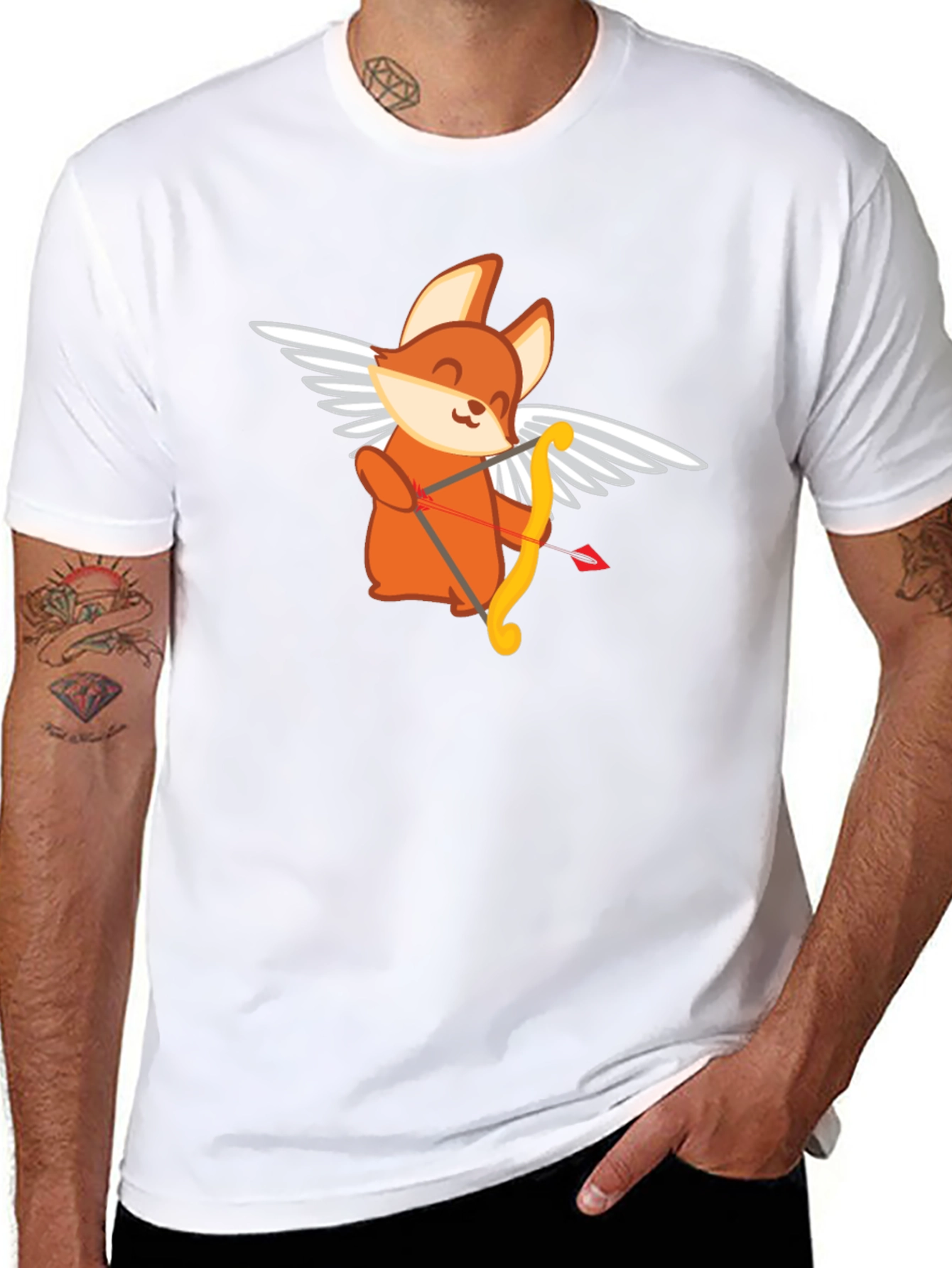Cupid Fox Graphic Tee - Love Arrow Shirt