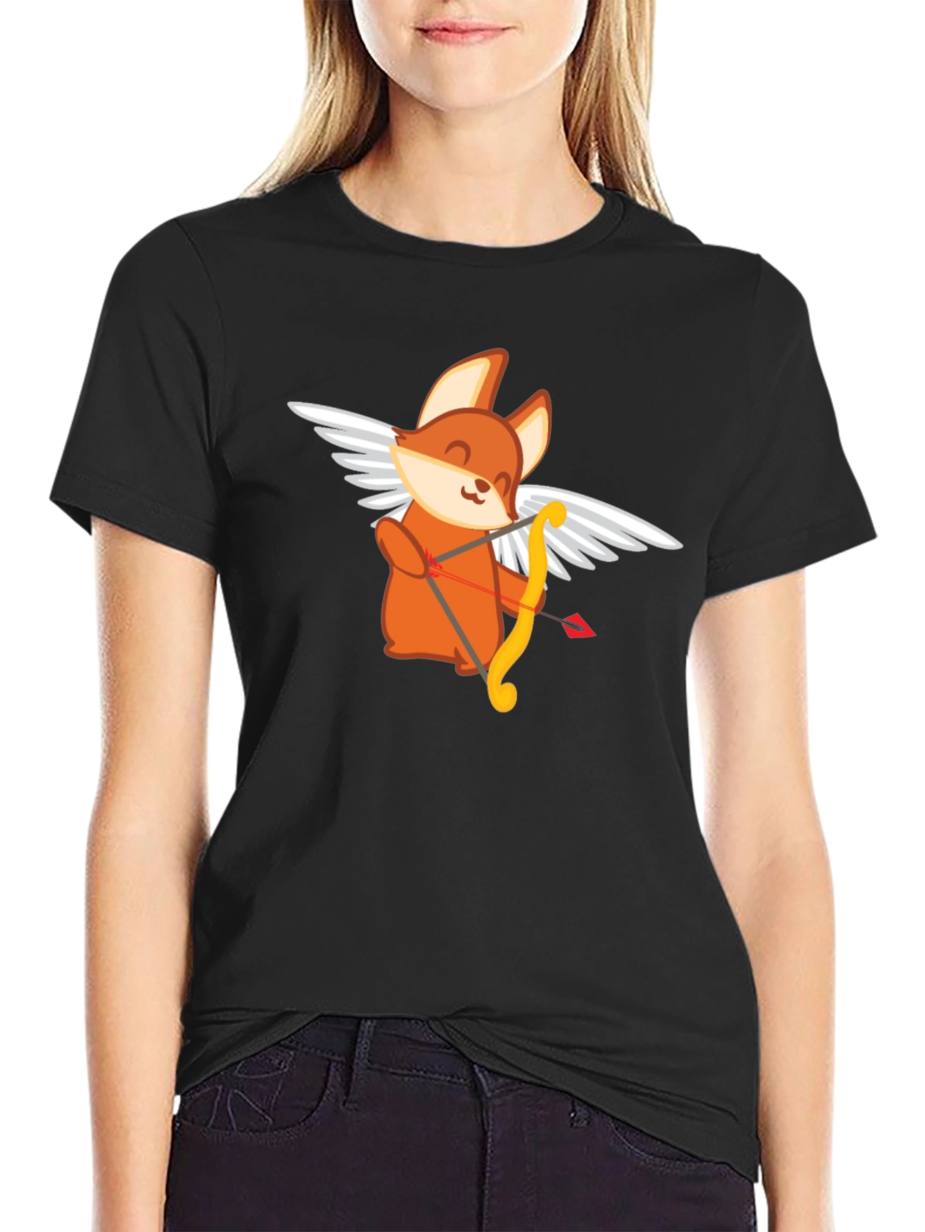Cupid Fox Graphic Tee - Love Arrow Shirt