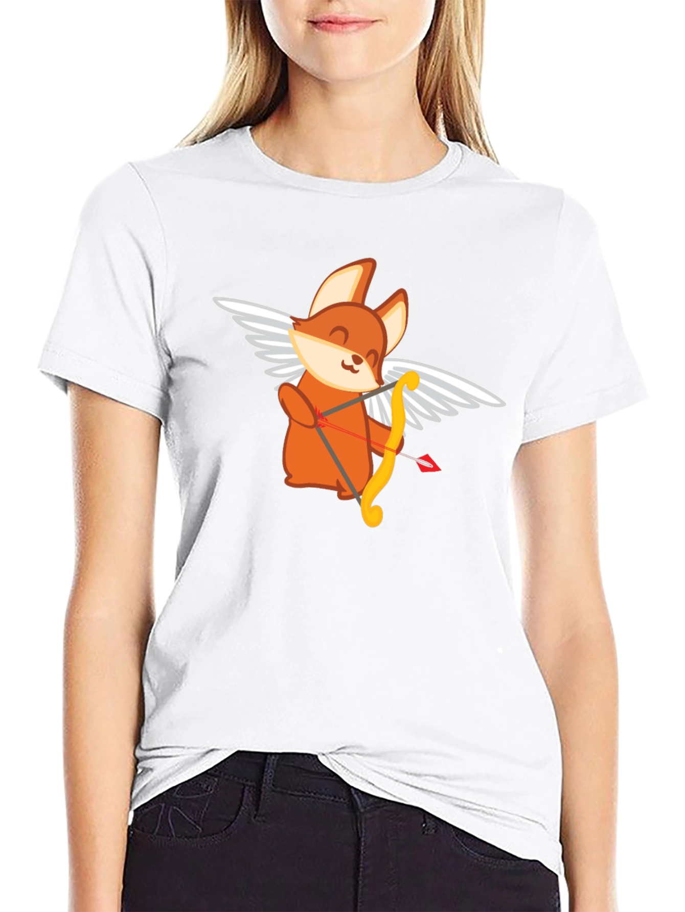 Cupid Fox Graphic Tee - Love Arrow Shirt