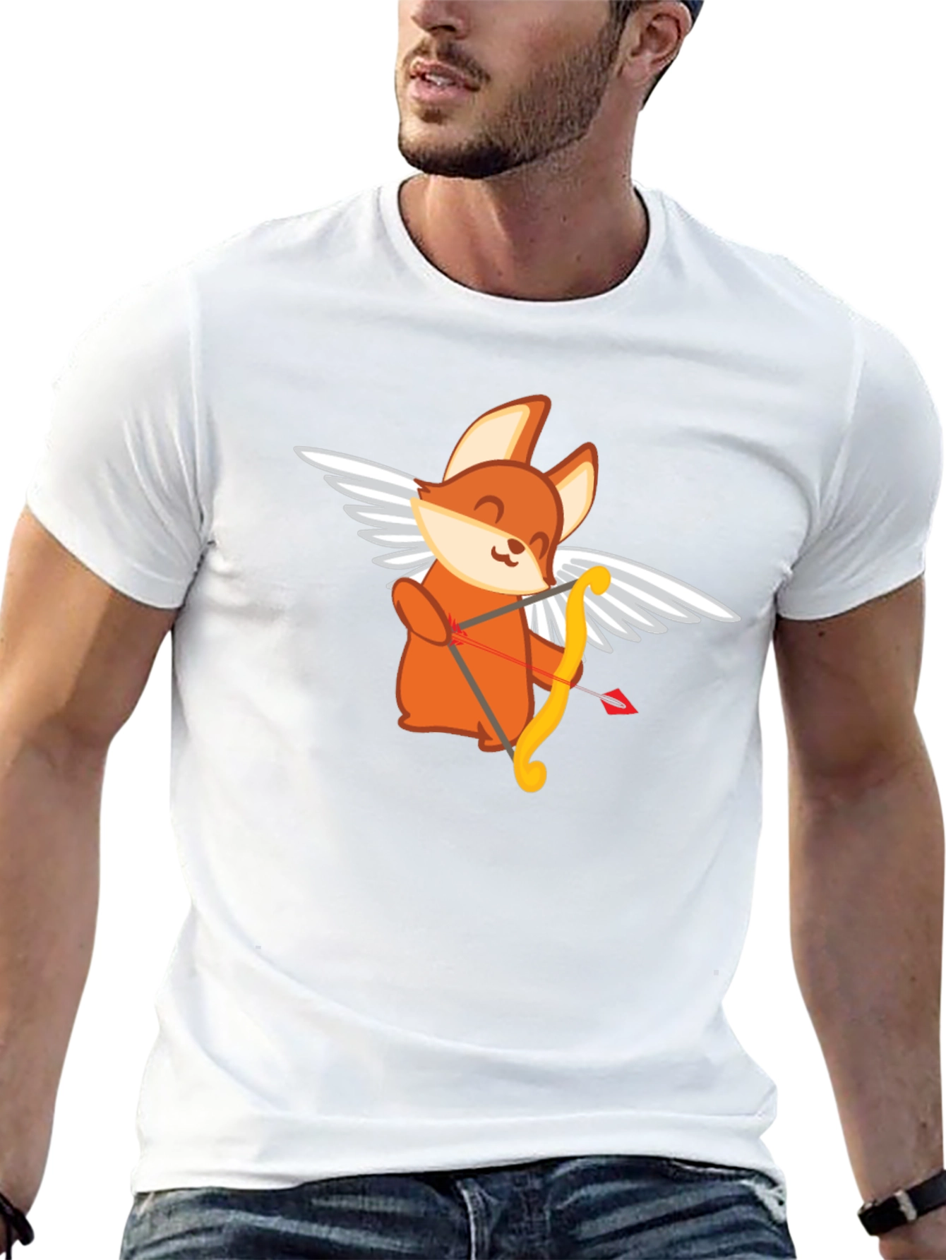 Cupid Fox Graphic Tee - Love Arrow Shirt