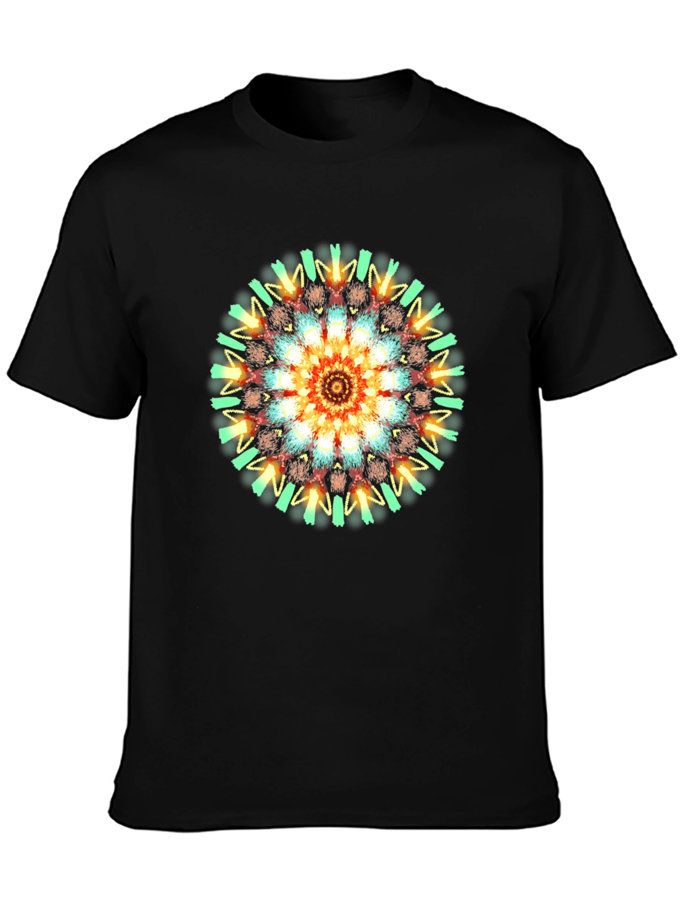Vibrant Mandala Graphic T-Shirt - Black