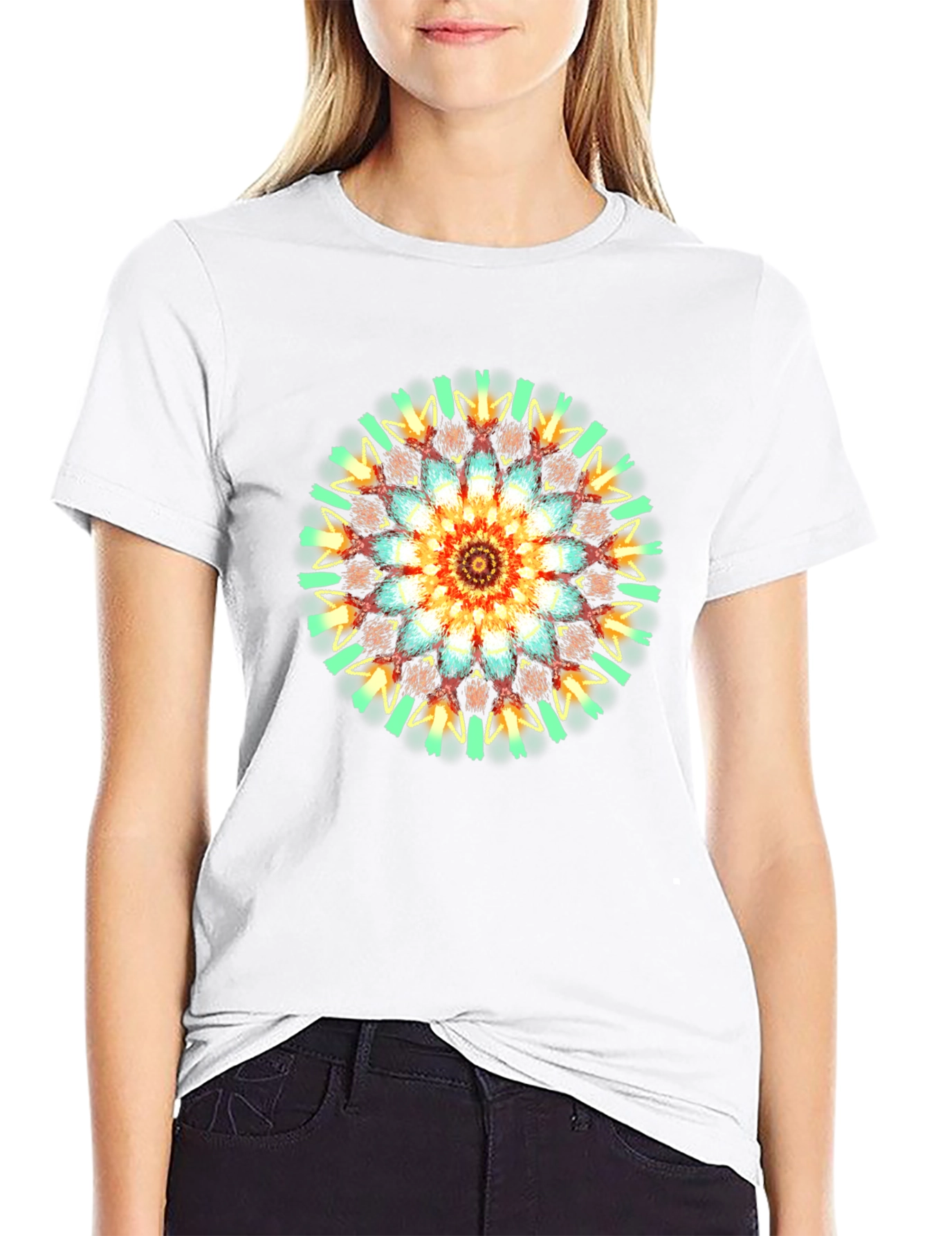 Vibrant Mandala Graphic T-Shirt - Black