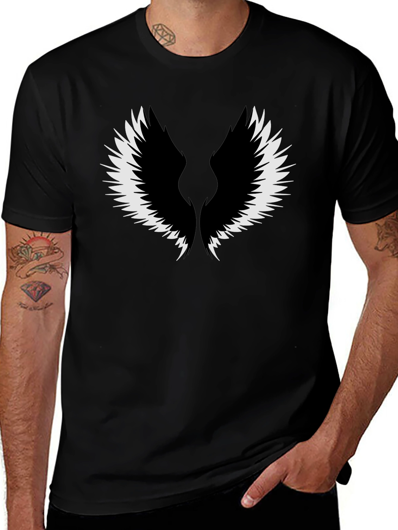 Wings Graphic Tee - Black Cotton Comfort
