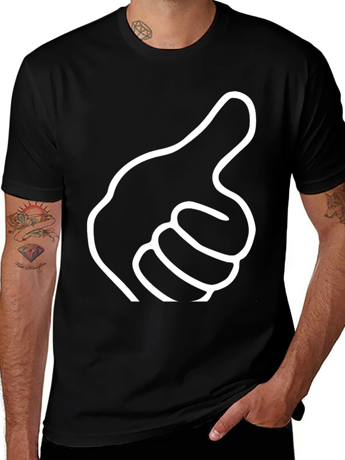 Pointing Hand Black T-Shirt - Novelty Graphic Tee