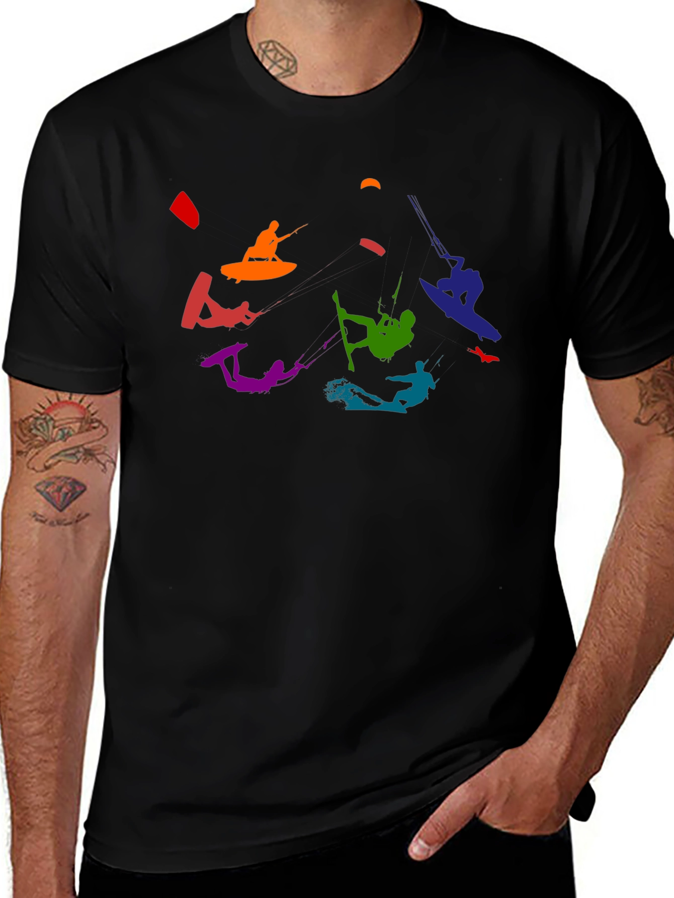 Rainbow Kitesurfing Black T-Shirt