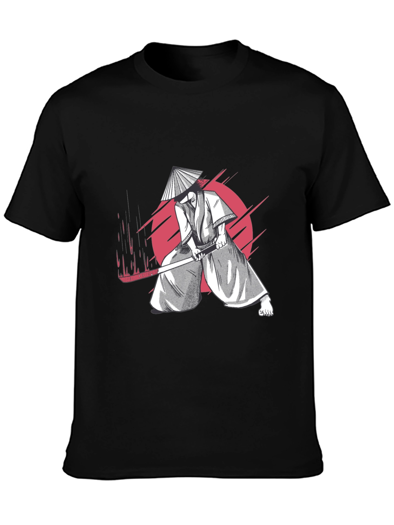 Samurai Graphic Tee - Black Cotton T-Shirt