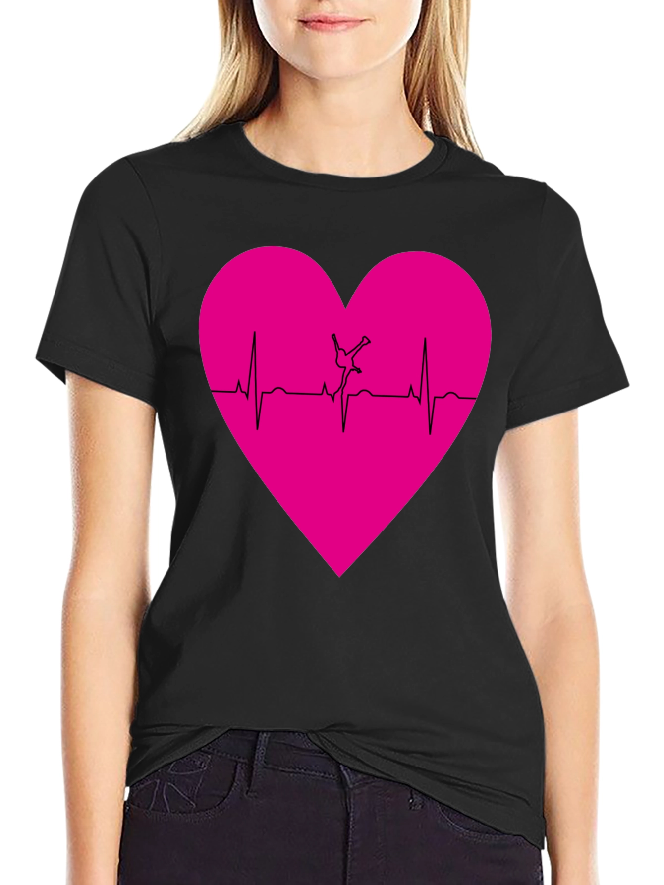 Gymnastics Heartbeat T-Shirt - Black