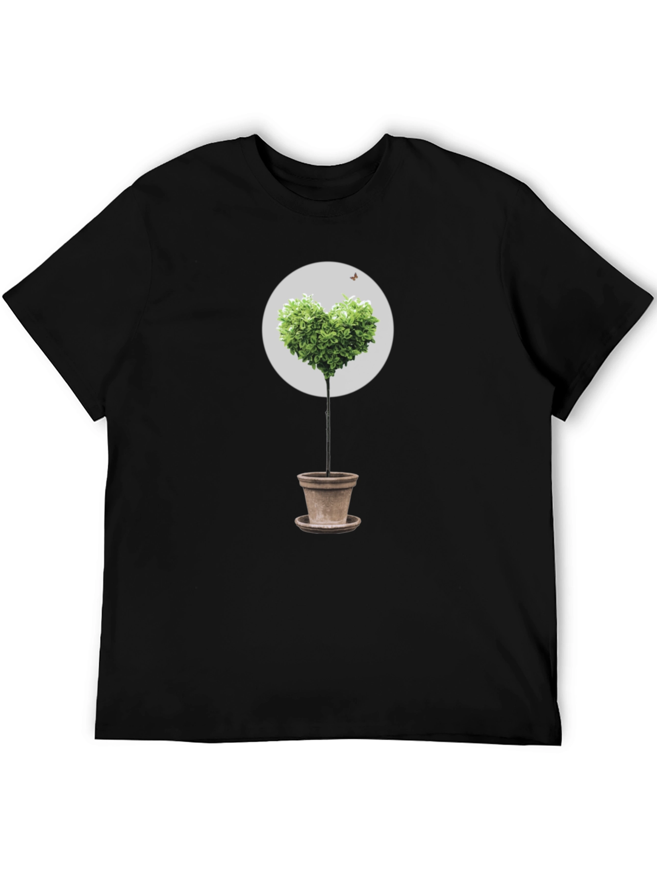 Heart Tree Graphic Tee - Black Cotton T-Shirt