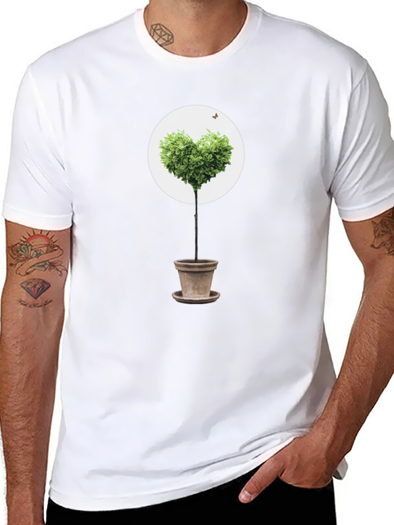 Heart Tree Graphic Tee - Black Cotton T-Shirt