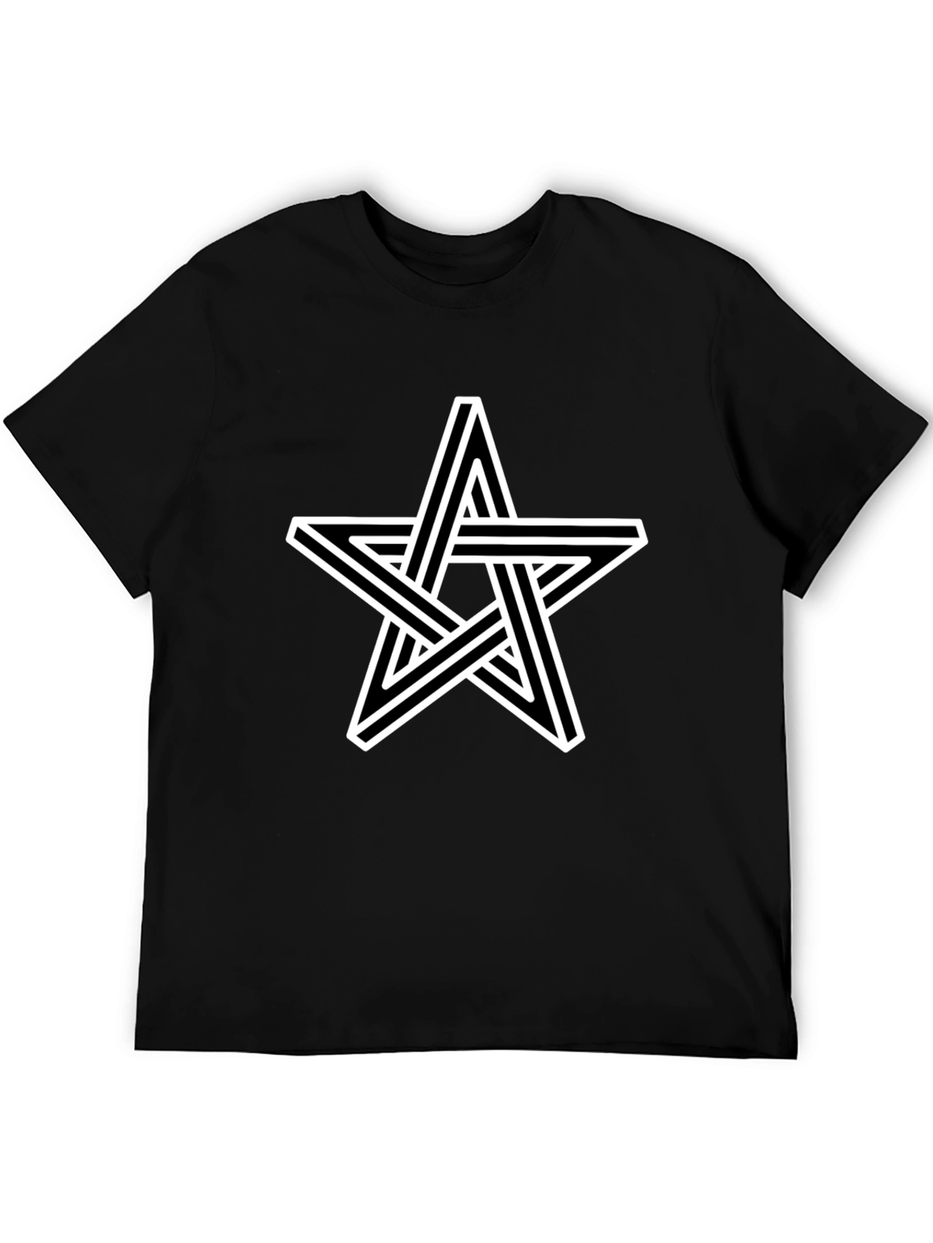 Optical Illusion Star Graphic Tee - Black