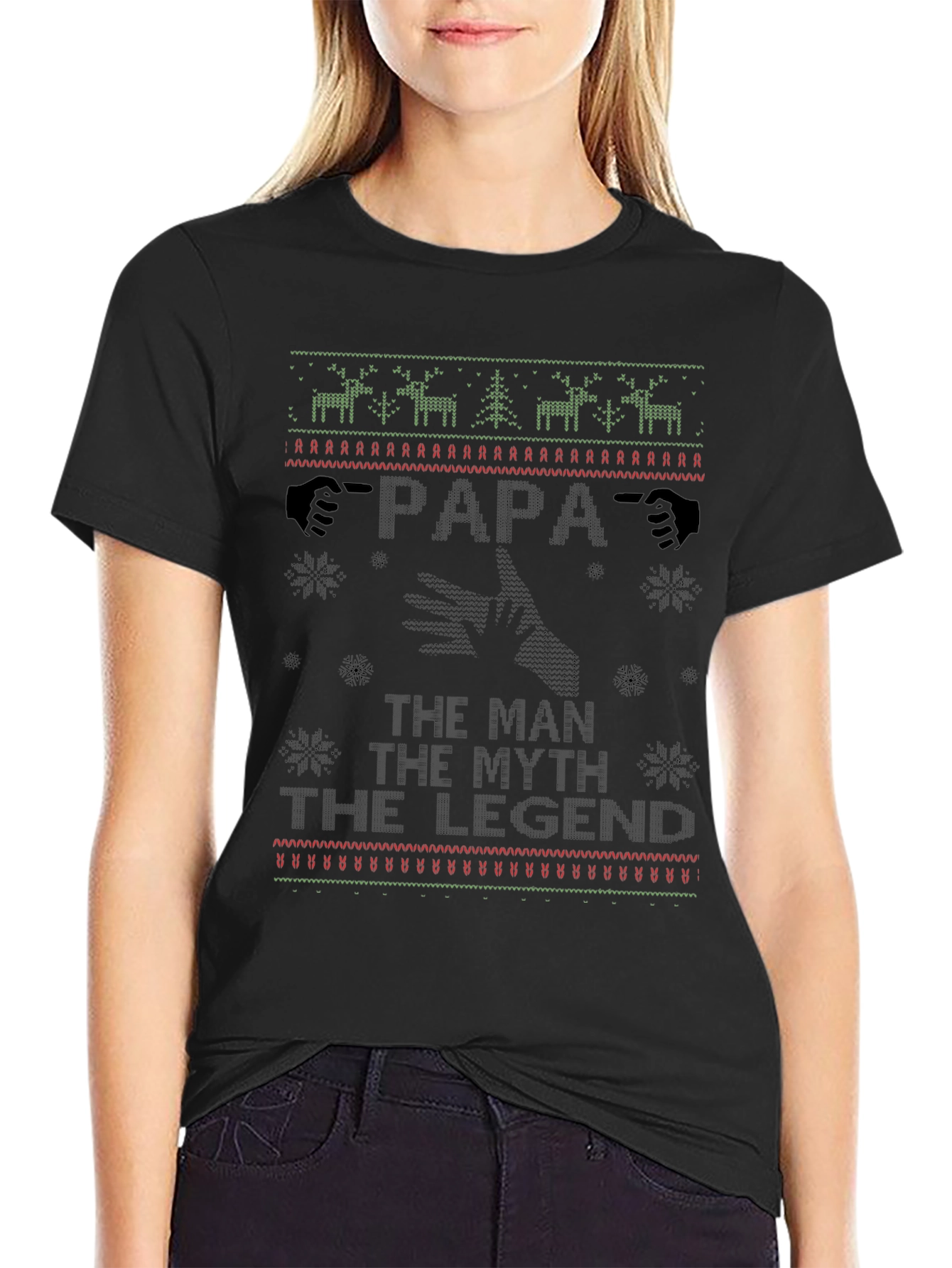 Papa the Man Myth Legend Ugly Christmas T-Shirt