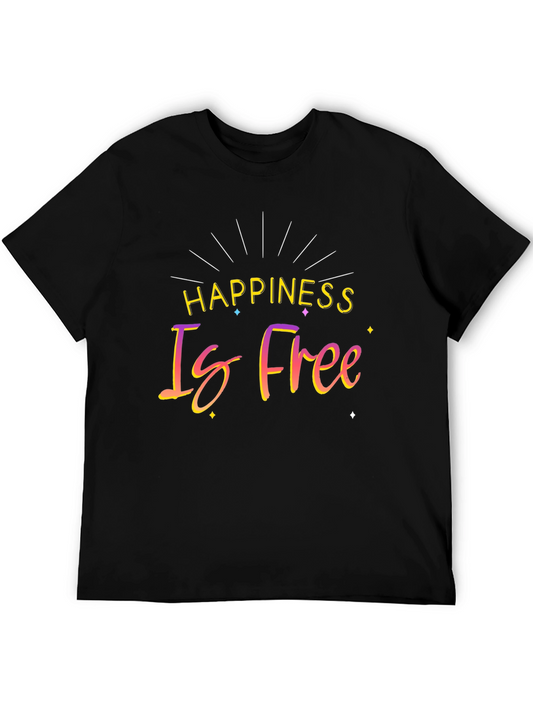 Happiness Is Free Black Graphic T-Shirt