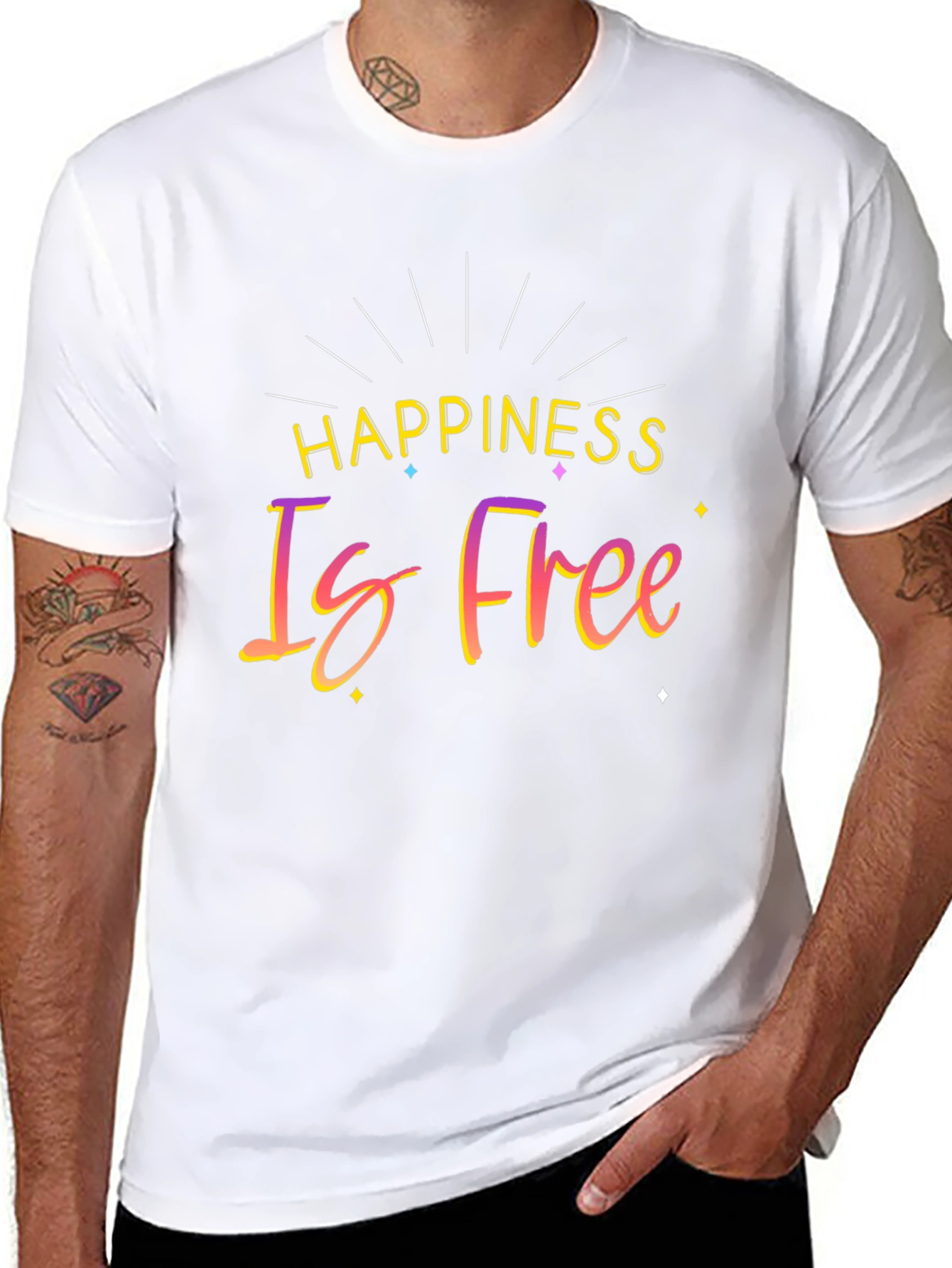 Happiness Is Free Black Graphic T-Shirt