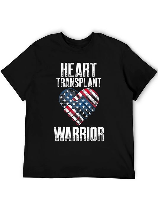Heart Transplant Warrior Patriotic USA Flag T-Shirt