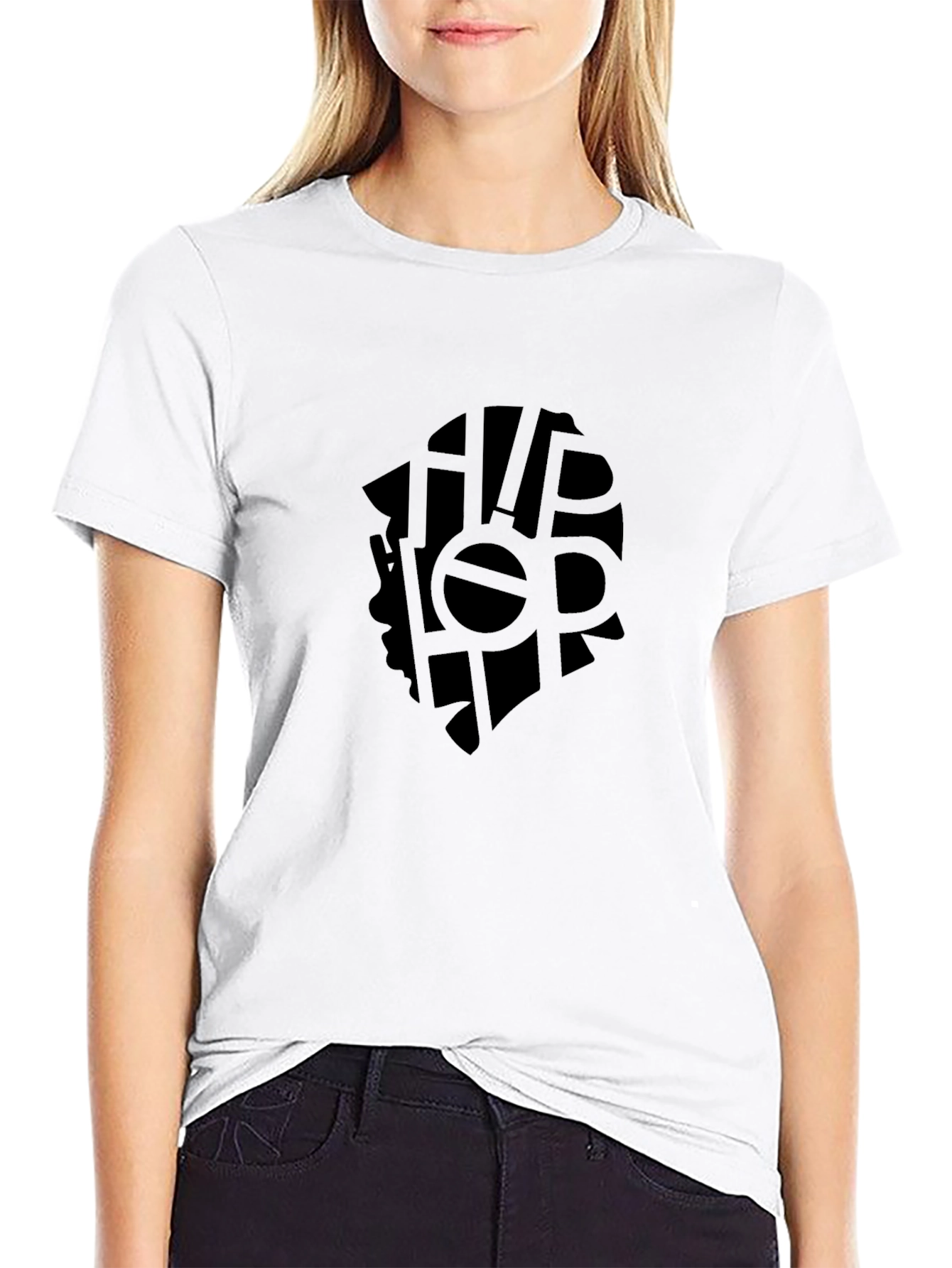 Hip Hop Silhouette Graphic Black T-Shirt