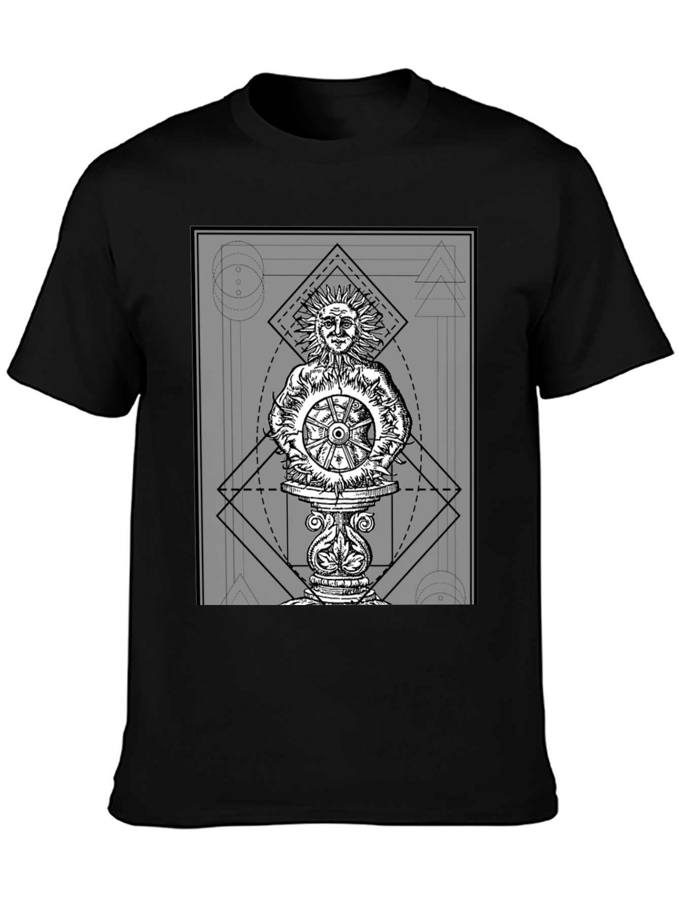 Sun Wheel Graphic Tee - Black Cotton