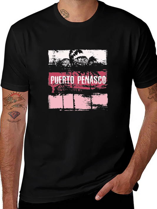 Puerto Penasco Palm Tree Graphic Black T-Shirt
